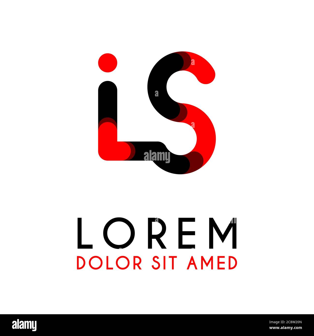 initial Letter IS with red Black and has rounded corners Stock Vector