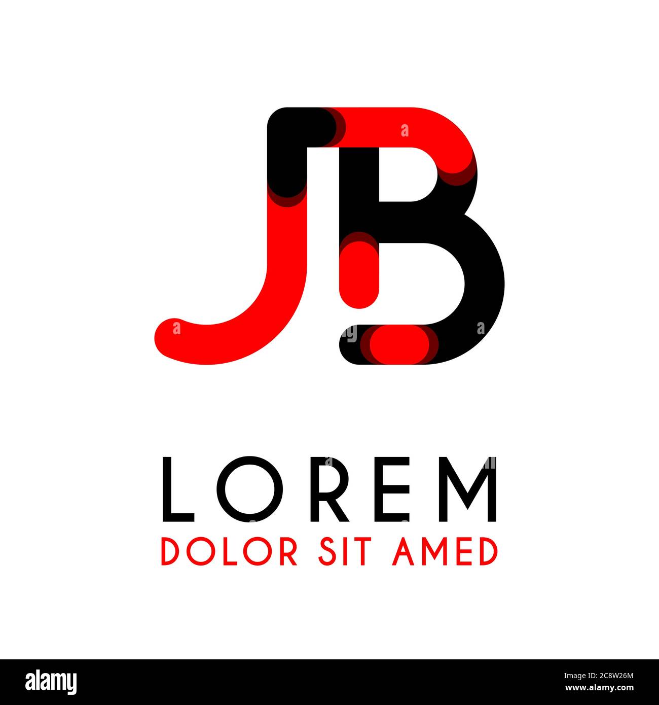 initial Letter JB with red Black and has rounded corners Stock Vector ...