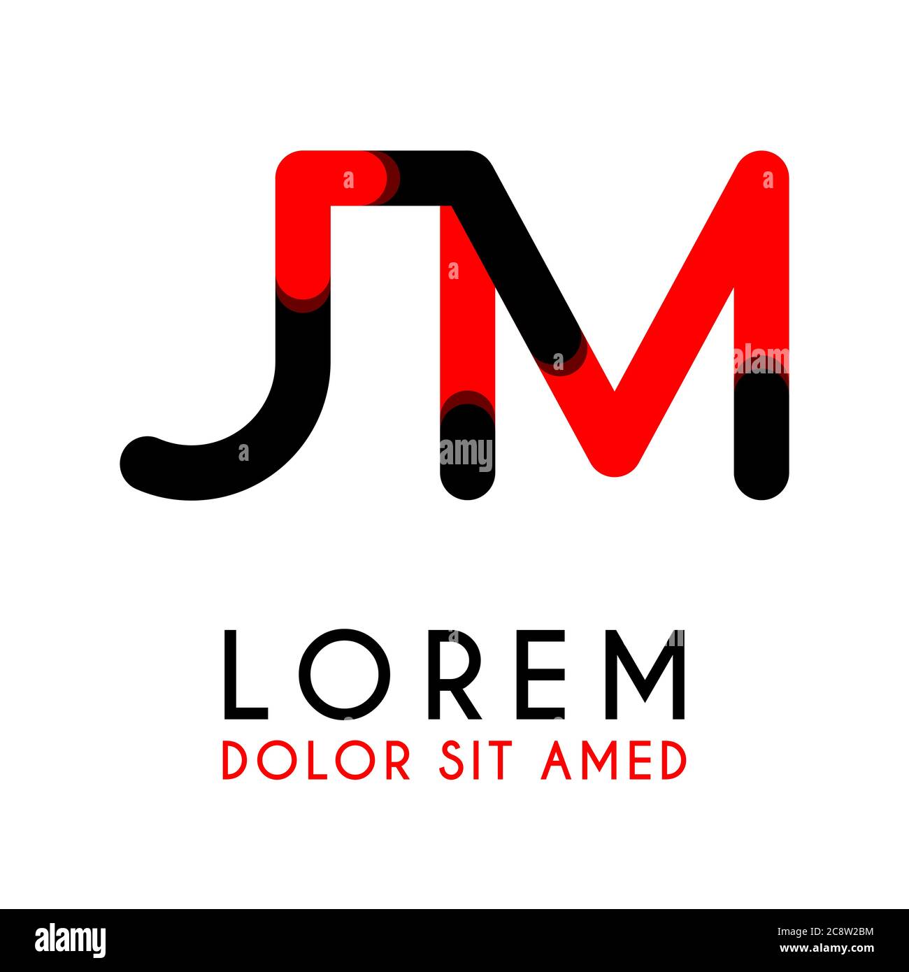 initial Letter JM with red Black and has rounded corners Stock Vector ...