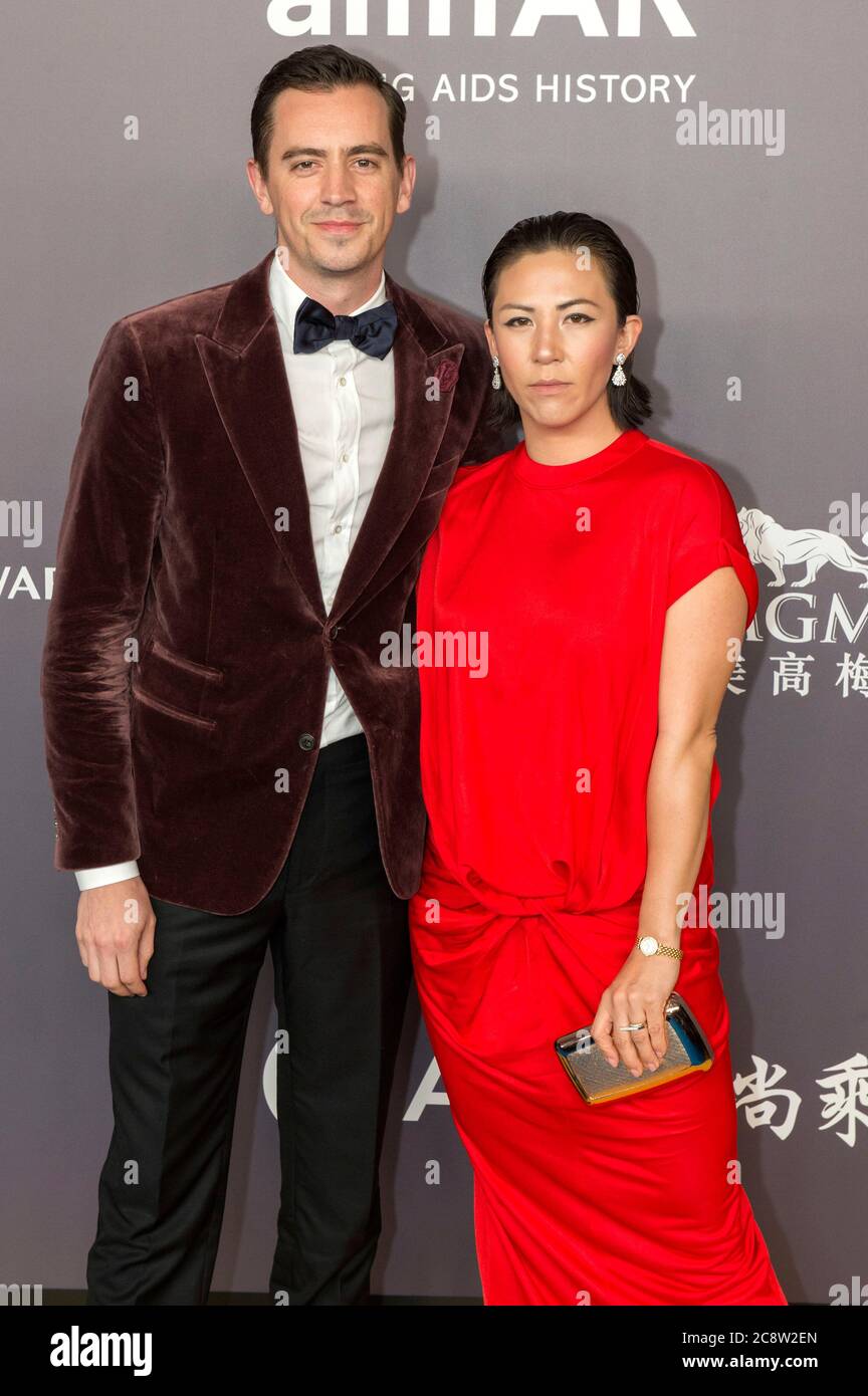 Christopher Owen and Victoria Tang-Owen at the 4th amfAR Gala Hong Kong 2018 at Shaw Studios. Hong Kong, Mar 26, 2018 | usage worldwide Stock Photo