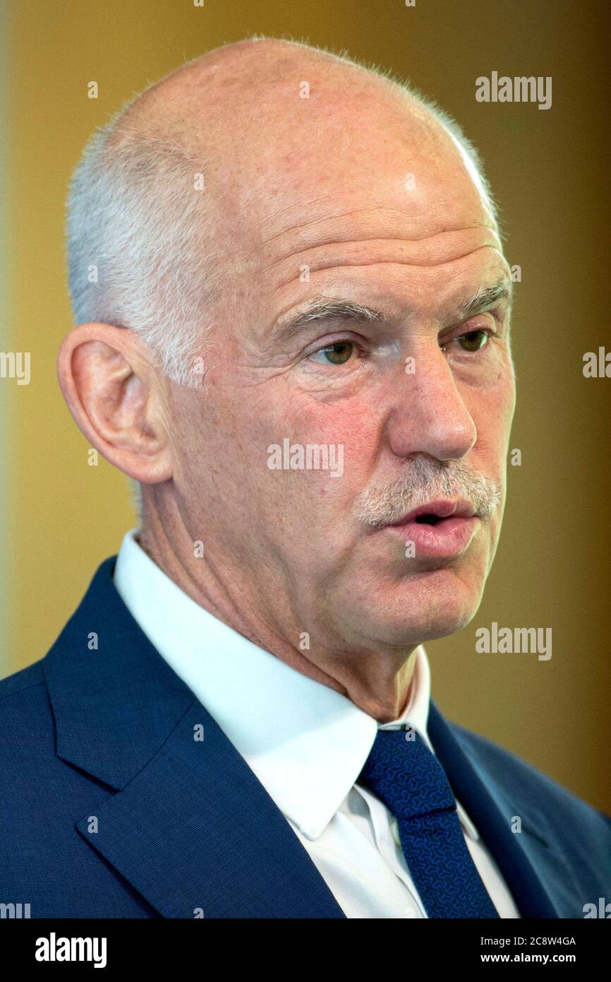 Hong Kong, China. 05th June, 2016. Giorgos A. Papandreou gives a speech to the Asia Society of Hong Kong about Brexit. Papandreou was Greek Prime Minister at the height of the Greek government's debt crisis between 2009 and 2011. The European financial crisis and the subsequent refugee crisis have played into the hands of the euro skeptics. Great Britain is facing a national referendum on leaving or remaining in the European Union on June 23 that will split British and Europeans alike. Hong Kong, May 5, 2016 | usage worldwide Credit: dpa/Alamy Live News Stock Photo