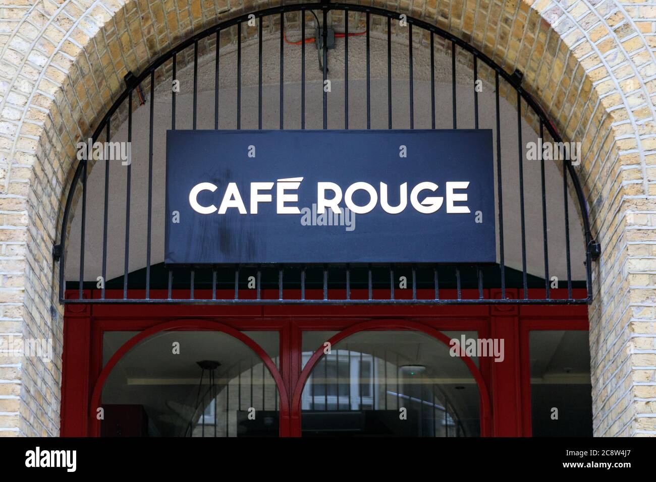 Cafe Rouge restaurant chain exterior and branding sign, branch in London, England, UK Stock Photo