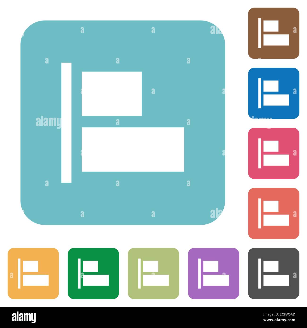 Flat align to left icons on rounded square color backgrounds Stock ...
