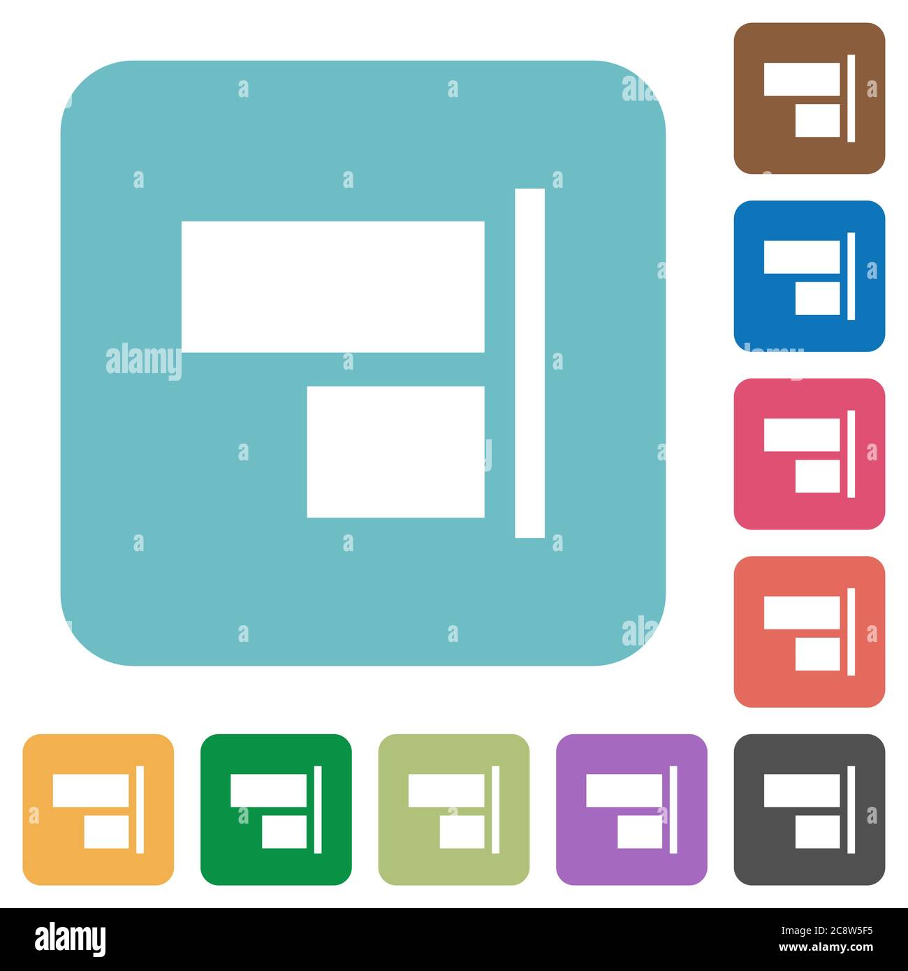 Flat align to right icons on rounded square color backgrounds Stock ...
