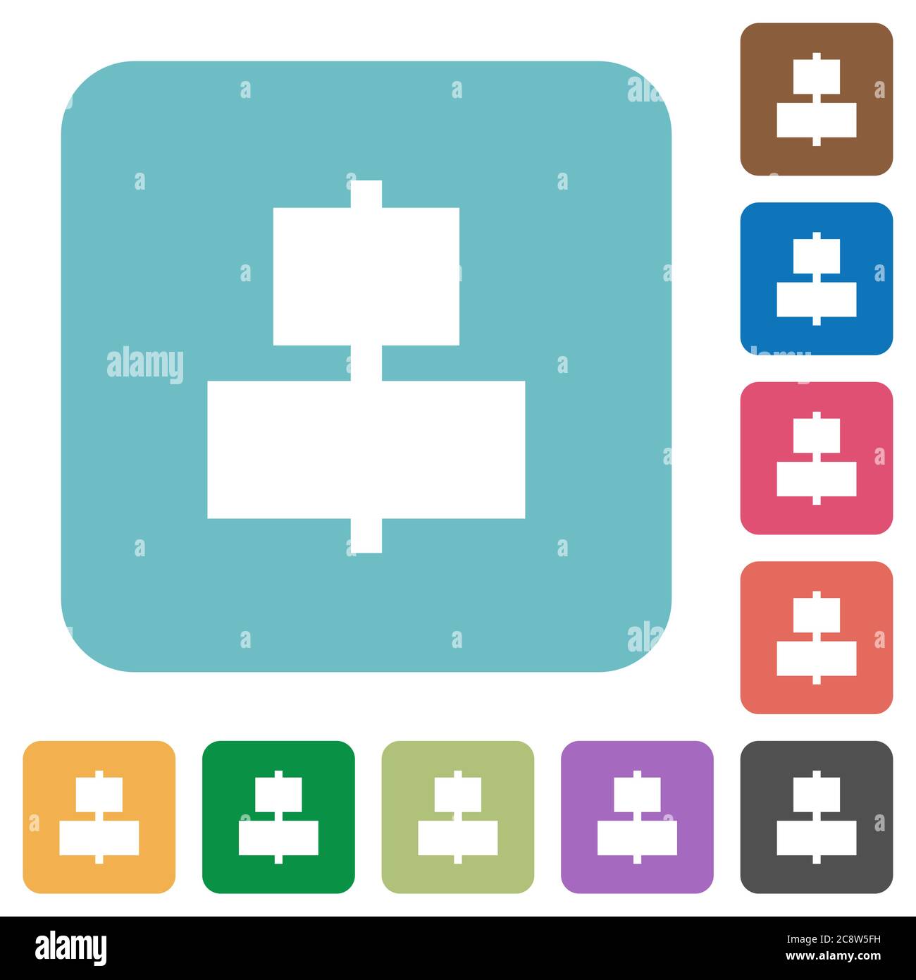 Flat align to center icons on rounded square color backgrounds Stock ...