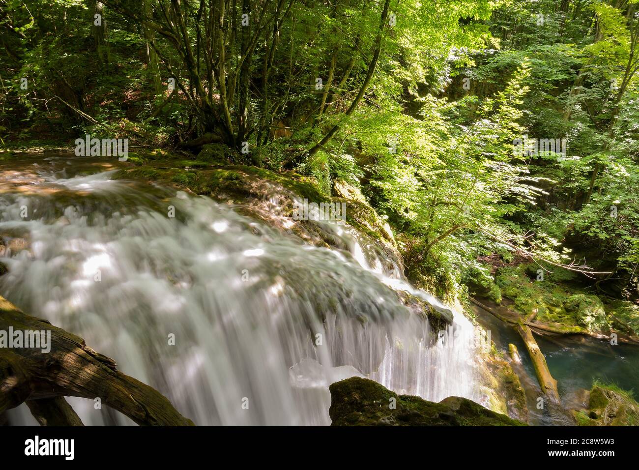 Cheile Nerei - Beusnita. Caras. Romania. Summer in wild Romanian river and forest. Long exposure. Stock Photo