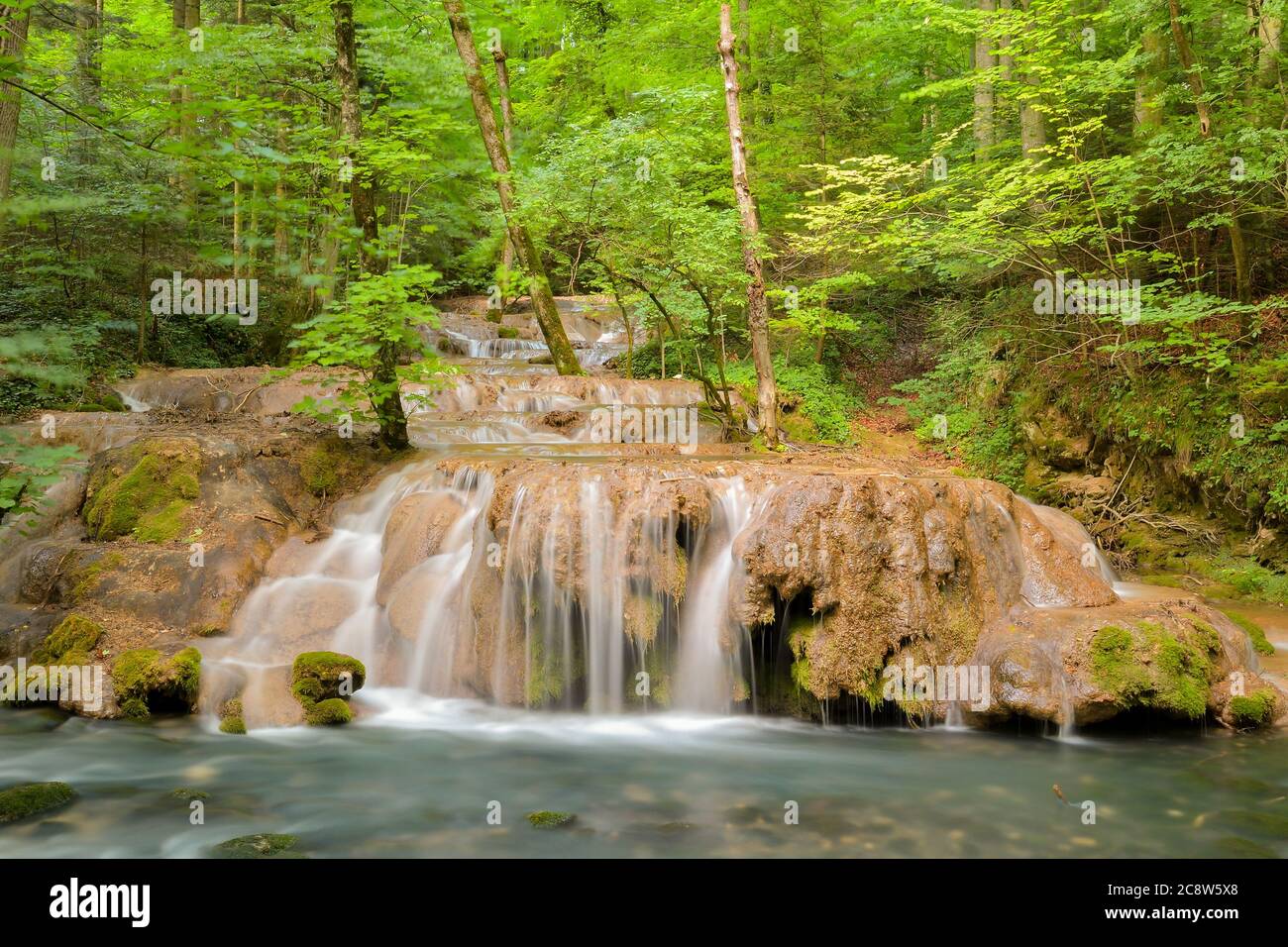 Cheile Nerei - Beusnita. Caras. Romania. Summer in wild Romanian river and forest. Long exposure. Stock Photo