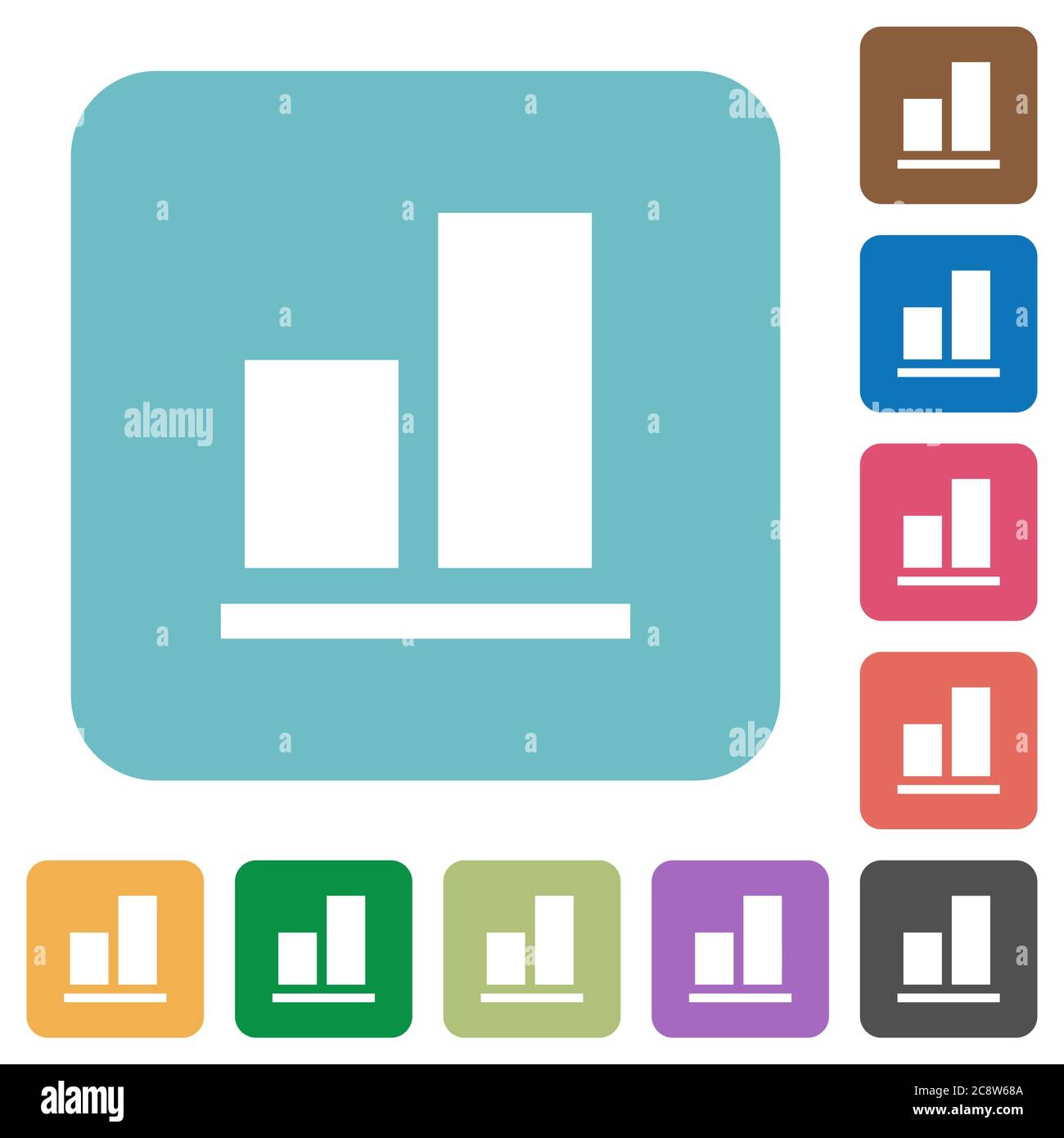 Flat align to bottom icons on rounded square color backgrounds Stock ...