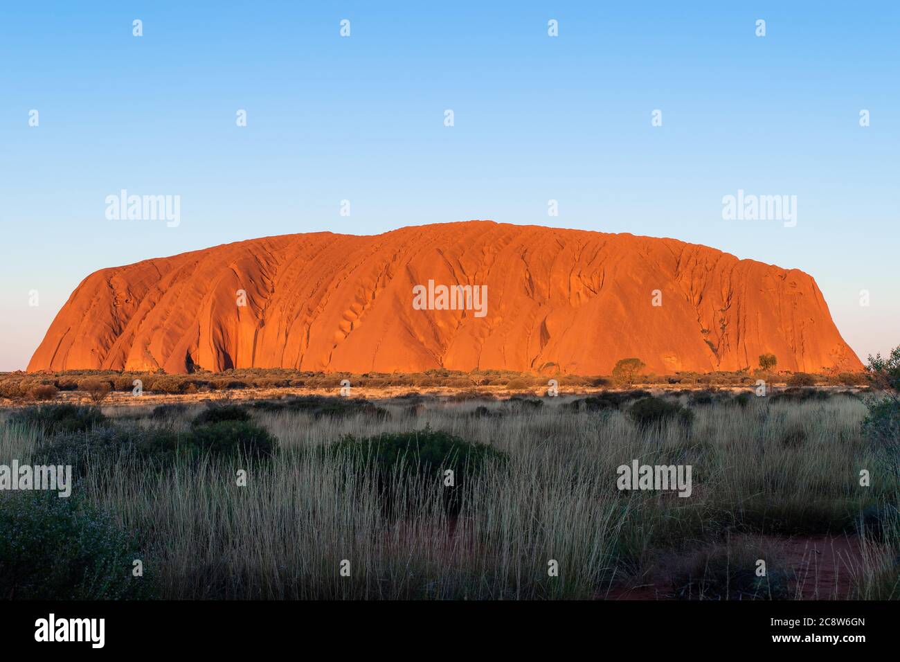 Red Sunset at Uluru (Northern Territory, Australia) Stock Photo