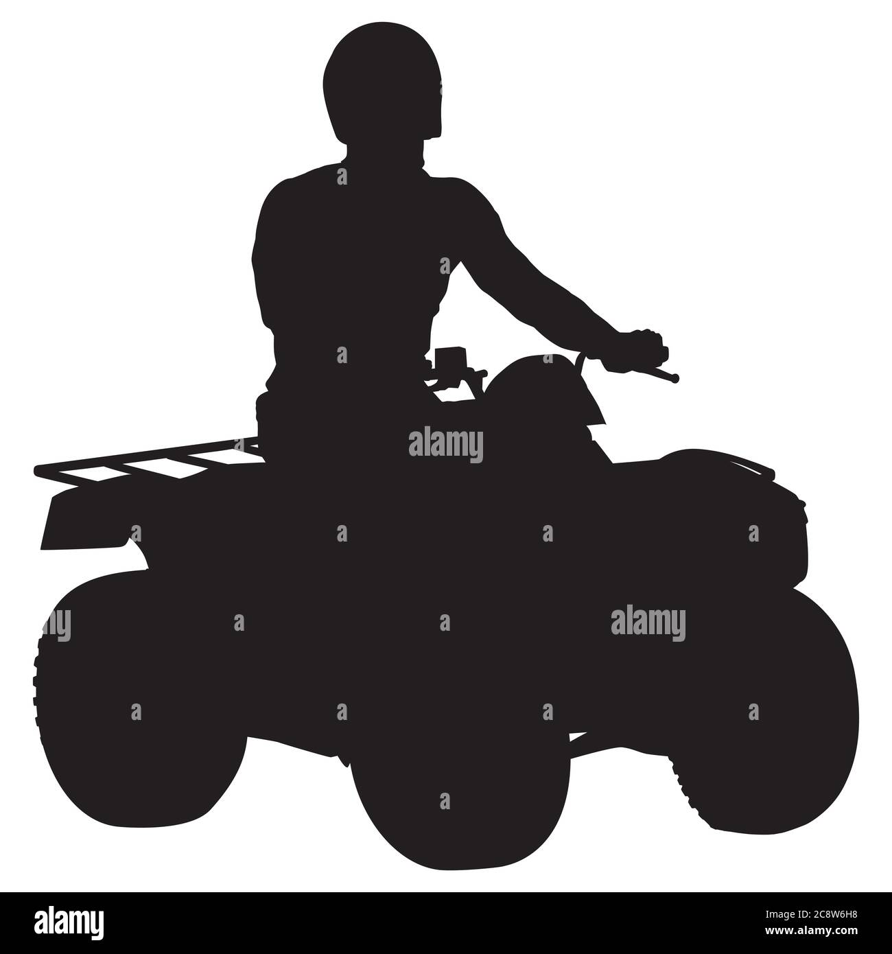 All terrain vehicle rider black silhouette, vector illustration Stock Vector