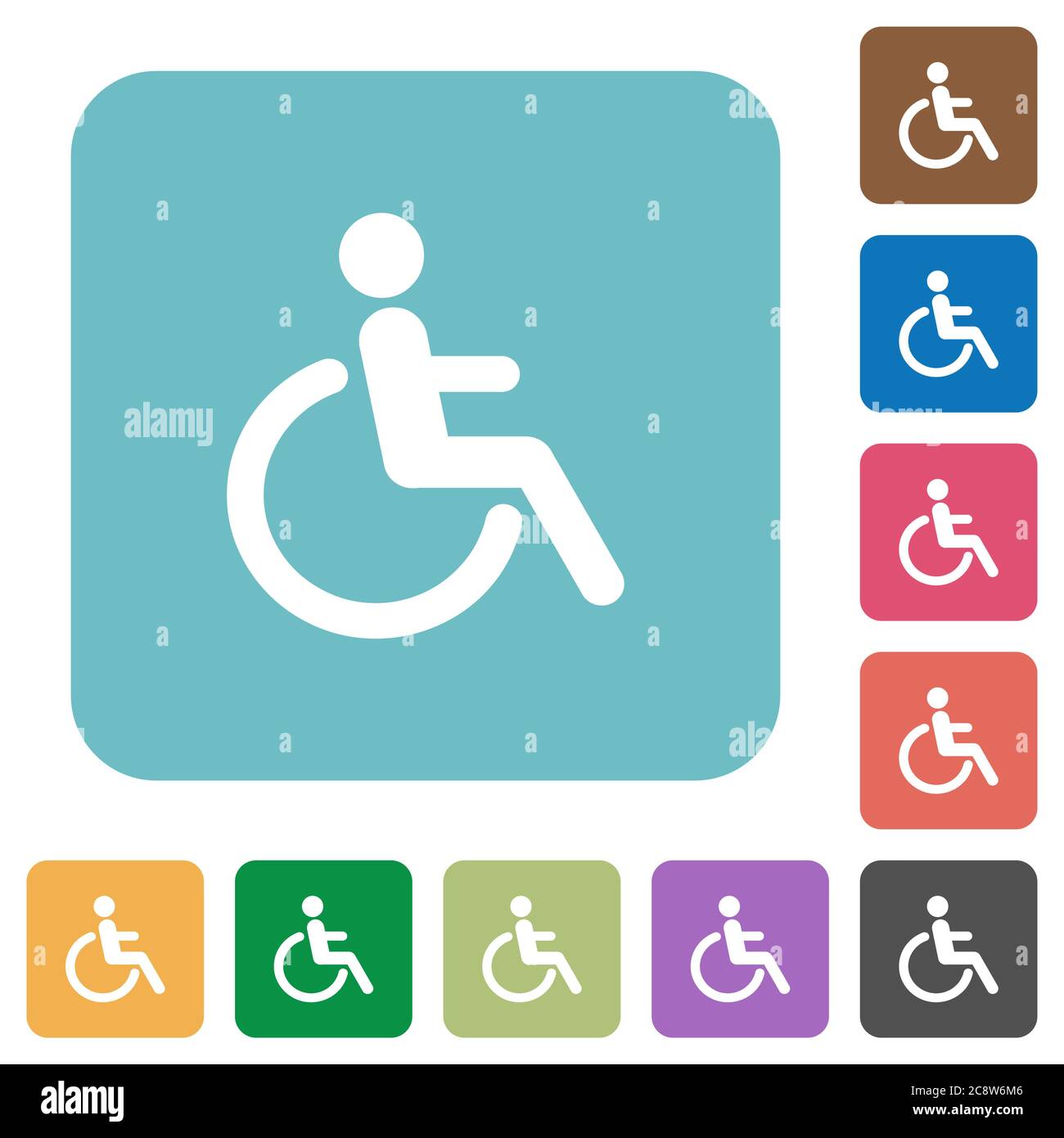 Flat disability icons on rounded square color backgrounds Stock Vector ...