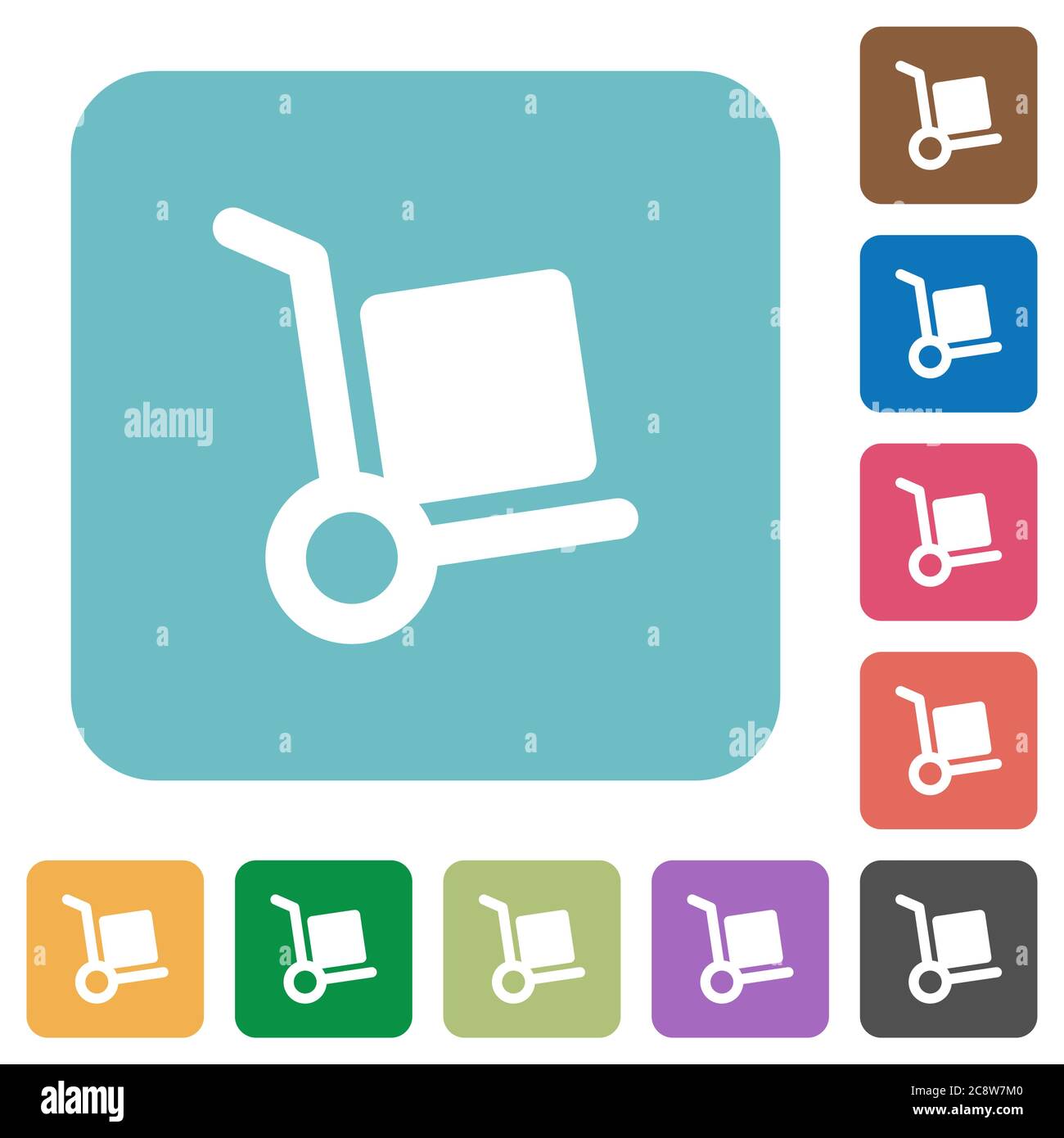 Flat parcel delivery icons on rounded square color backgrounds Stock ...