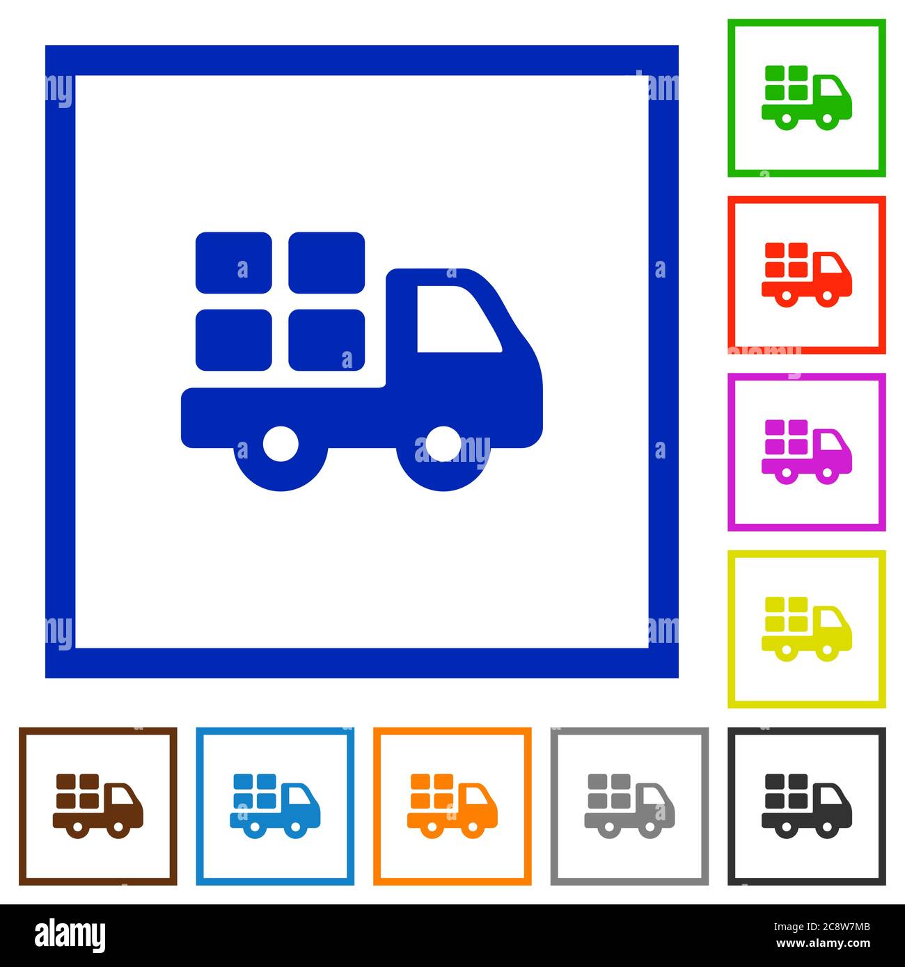 Set of color square framed transport flat icons Stock Vector Image ...