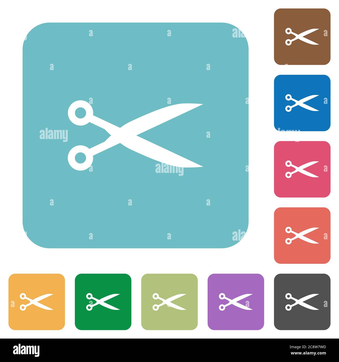 Flat cut icons on rounded square color backgrounds Stock Vector Image ...