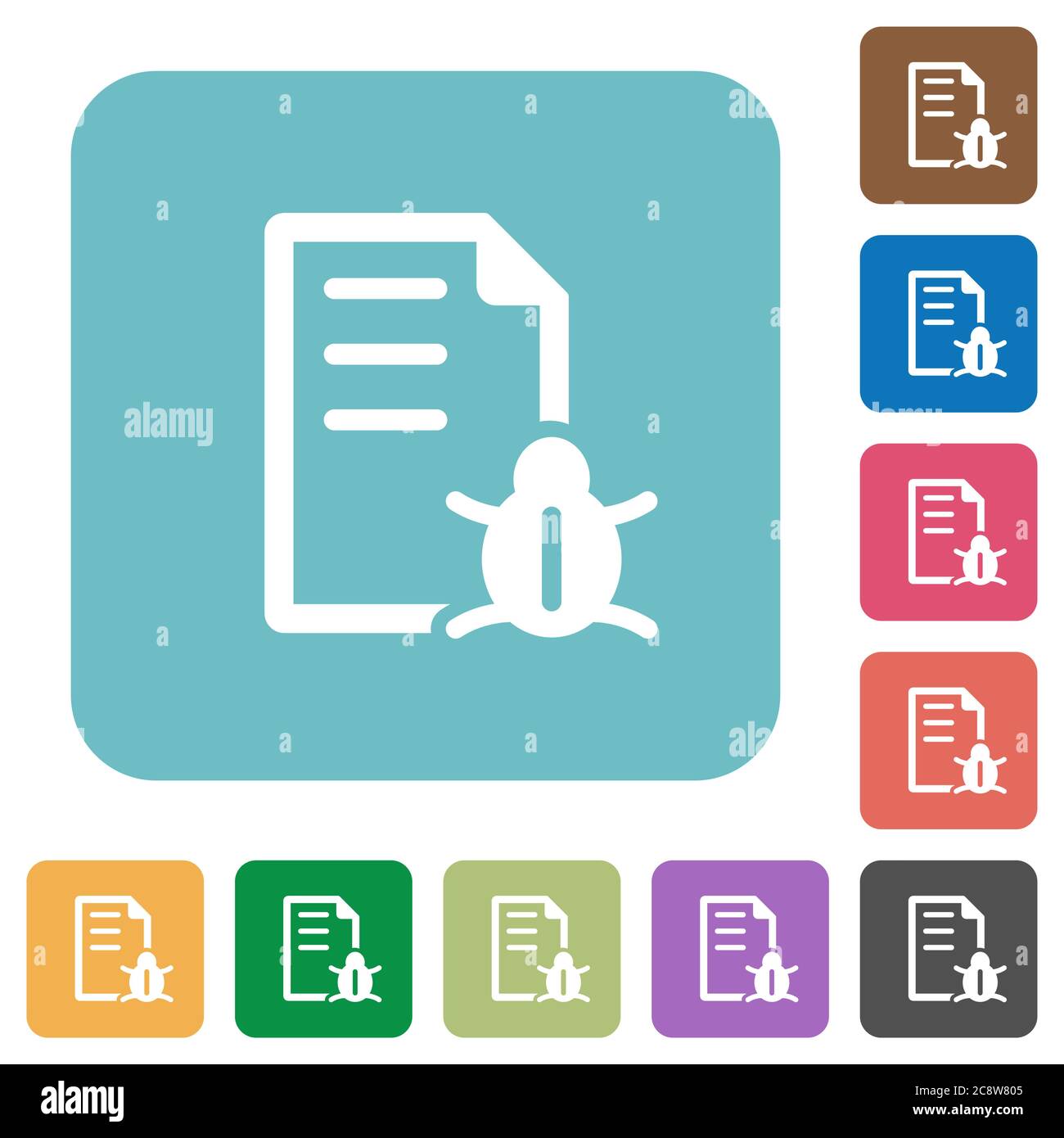 Flat bug report icons on rounded square color backgrounds Stock Vector ...