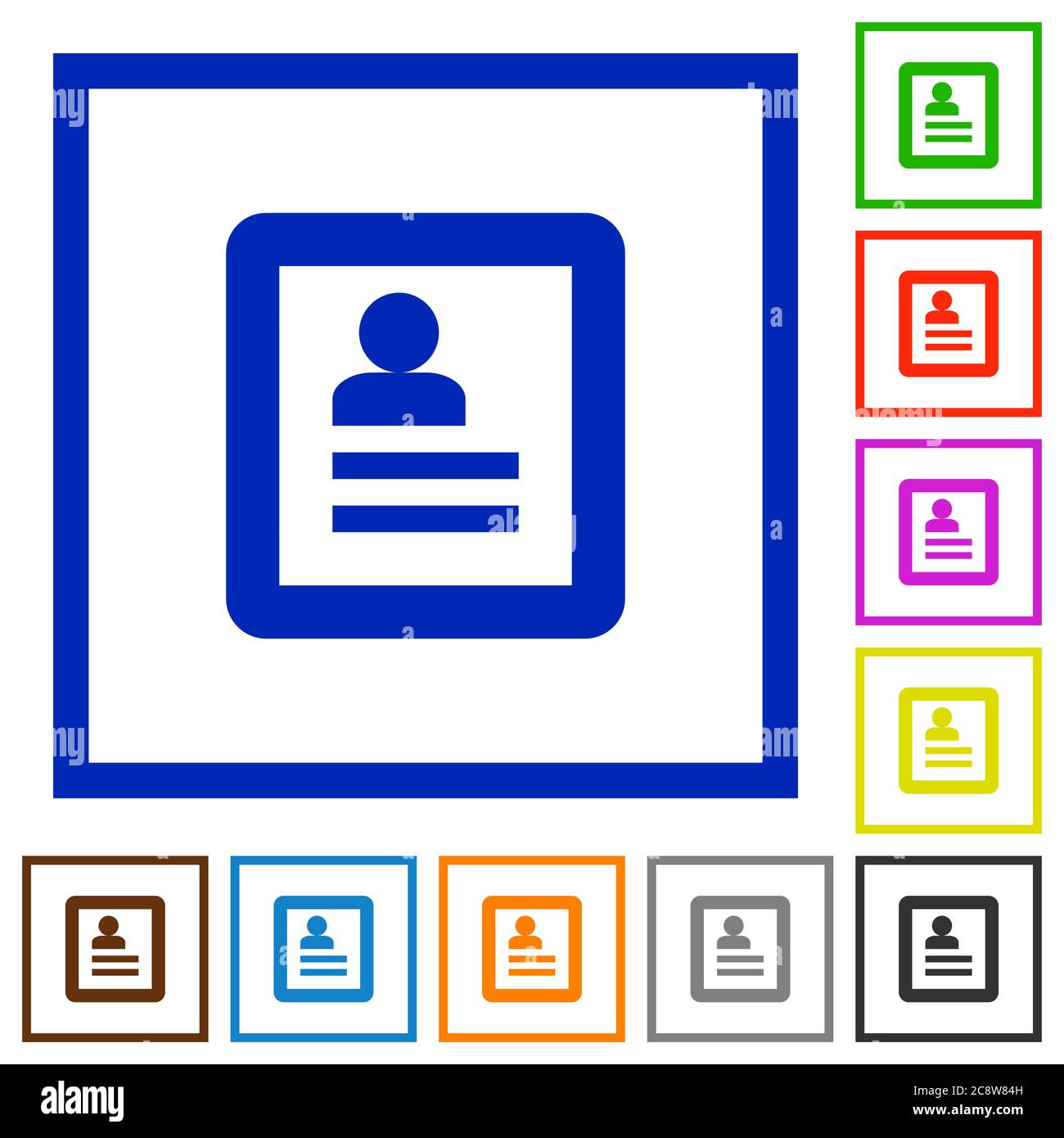 Set of color square framed user profile flat icons Stock Vector Image ...