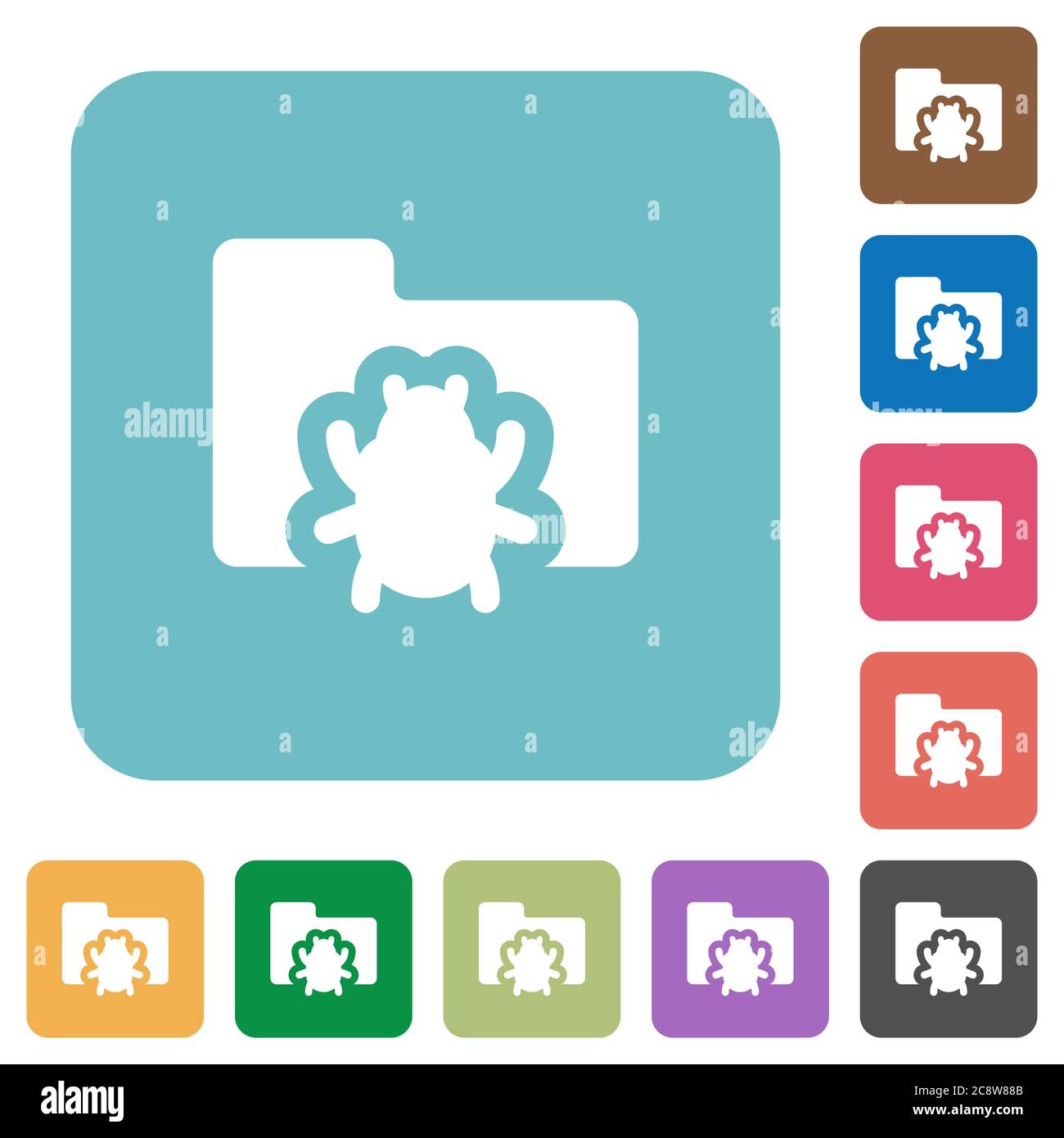 Flat bug folder icons on rounded square color backgrounds Stock Vector ...