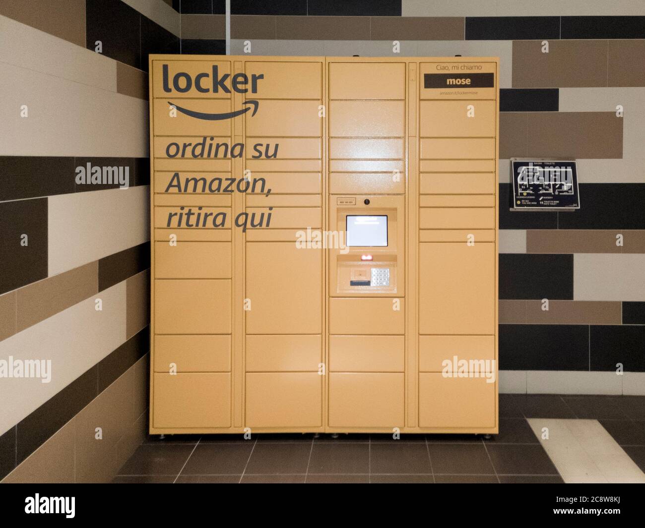 La Spezia, Italy July 27, 2020 An Amazon Locker inside an Italian