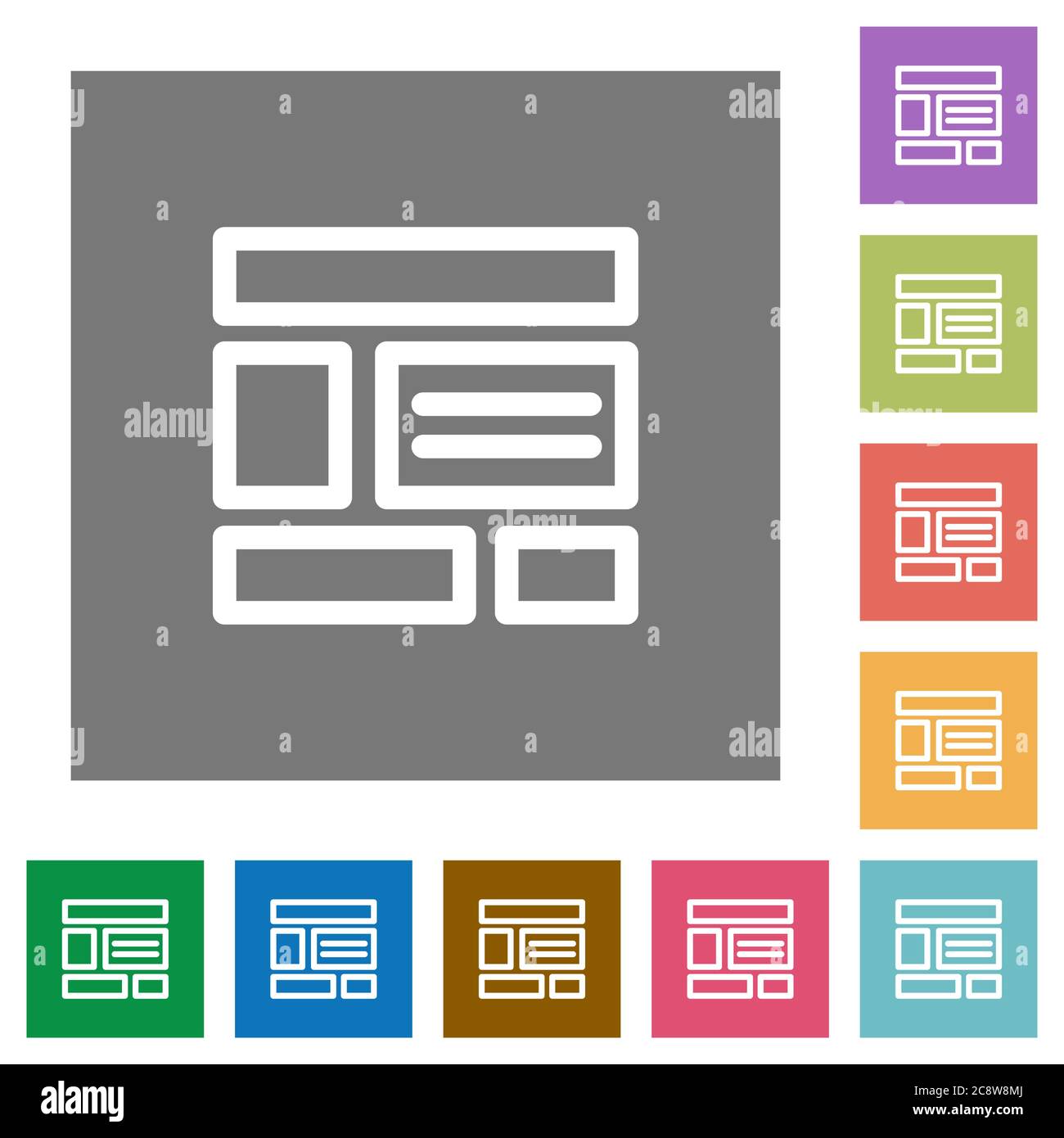 Web layout flat icon set on color square background Stock Vector Image ...