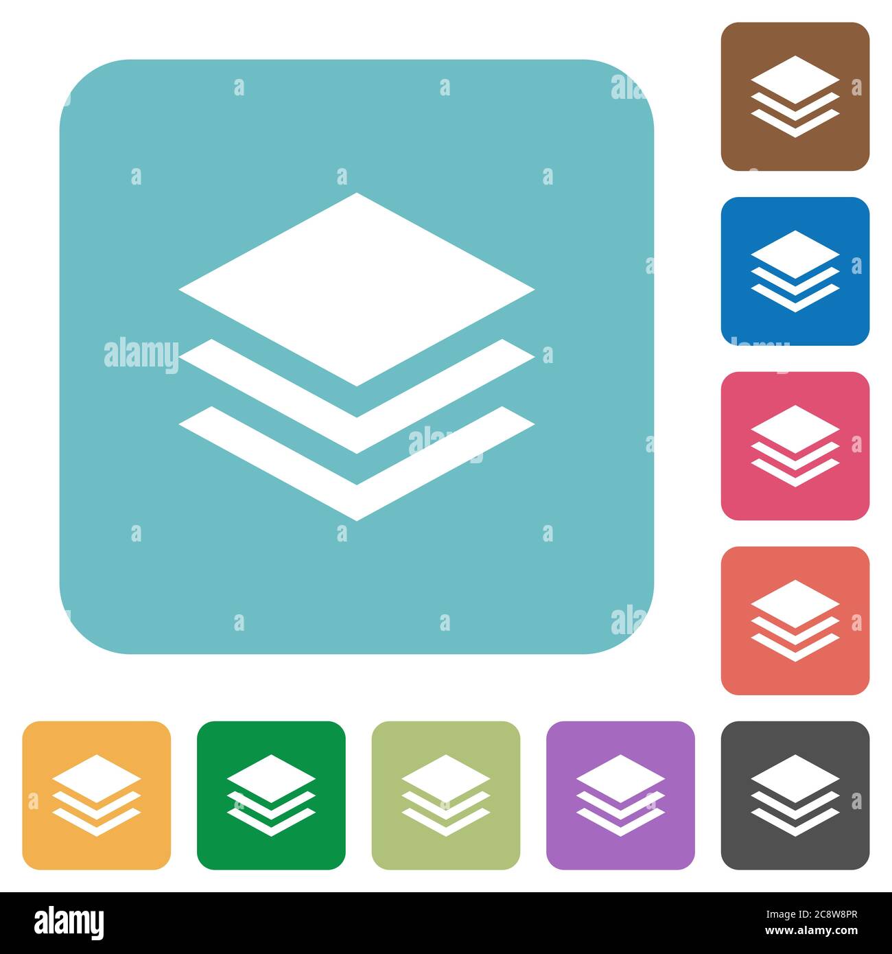 Flat layers icons on rounded square color backgrounds Stock Vector ...