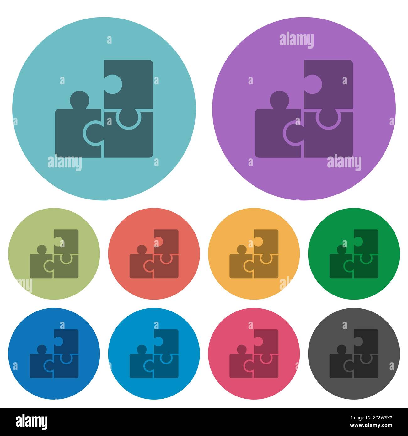 Color puzzle flat icon set on round background Stock Vector Image & Art ...