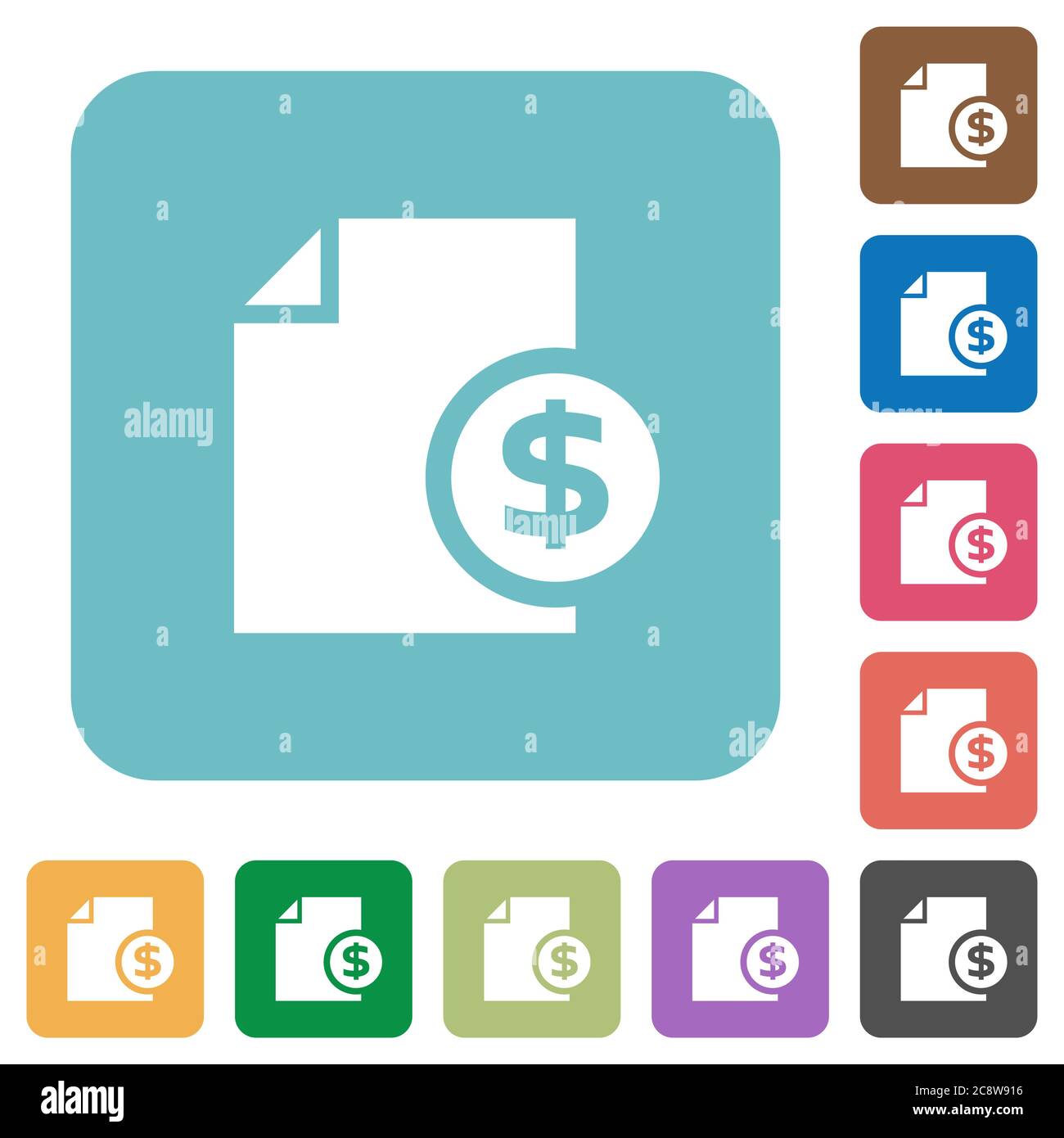Flat Dollar report icons on rounded square color backgrounds Stock ...