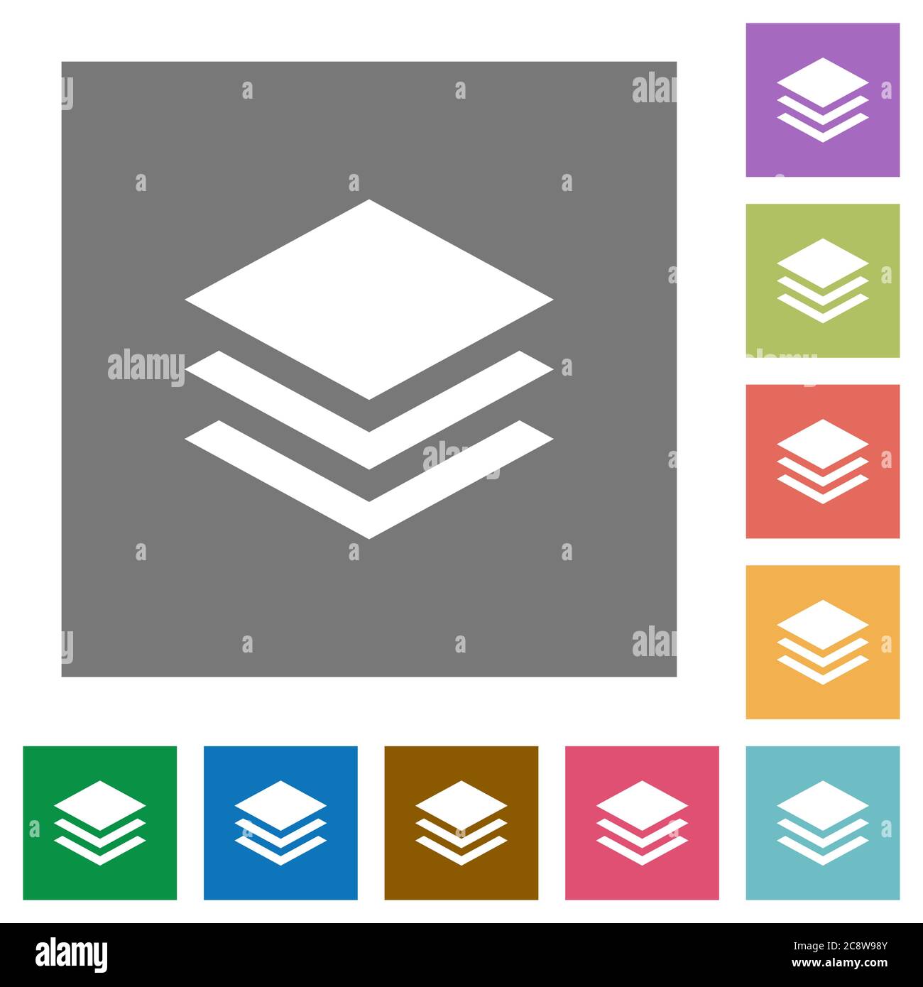 Layers flat icon set on color square background Stock Vector Image ...