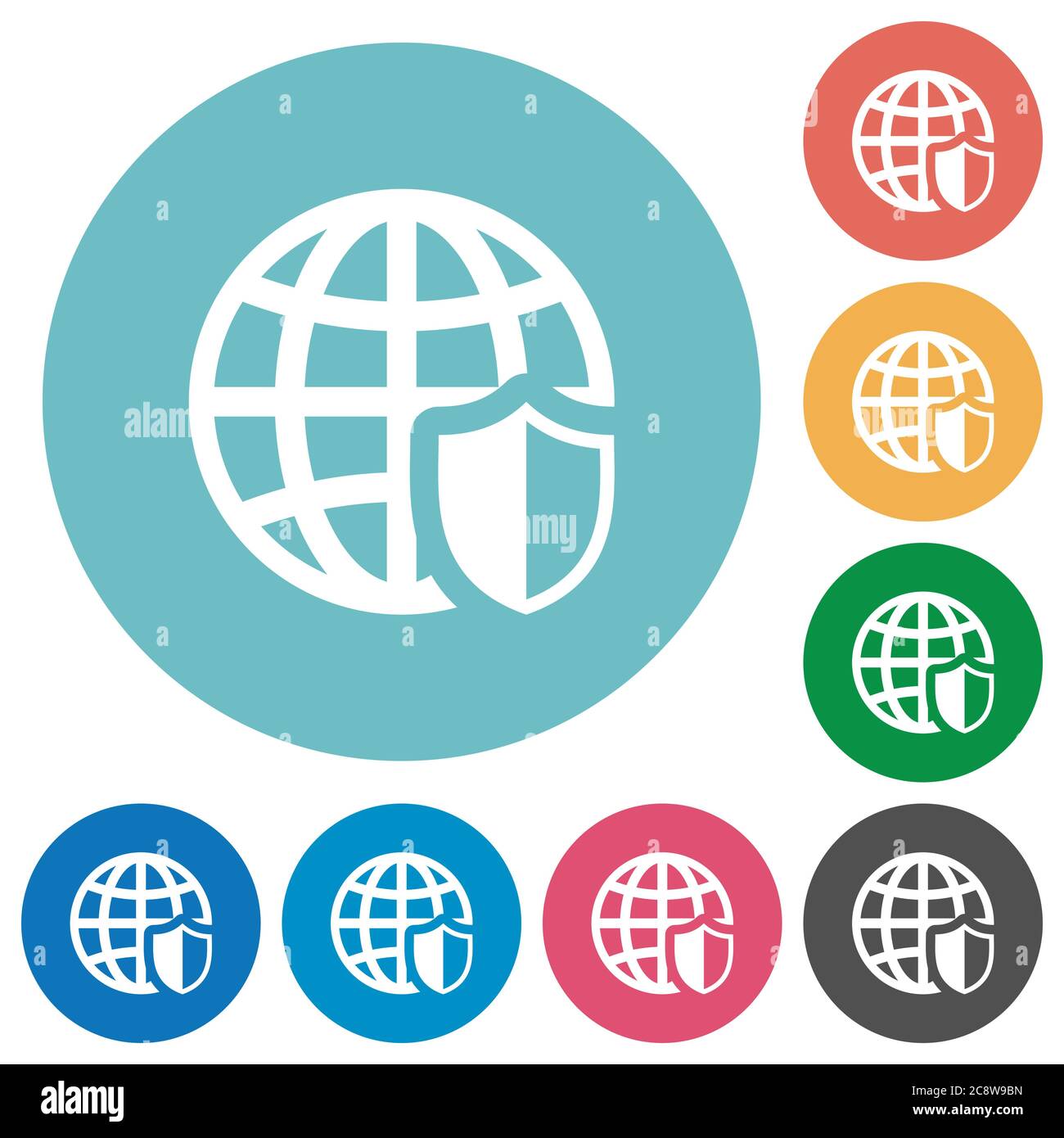 Flat internet security icon set on round color background Stock Vector ...