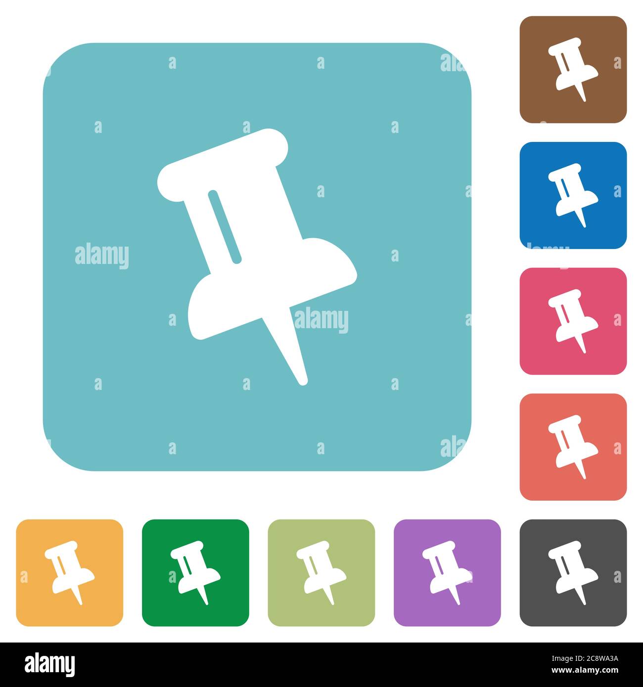 Flat push pin icons on rounded square color backgrounds Stock Vector ...