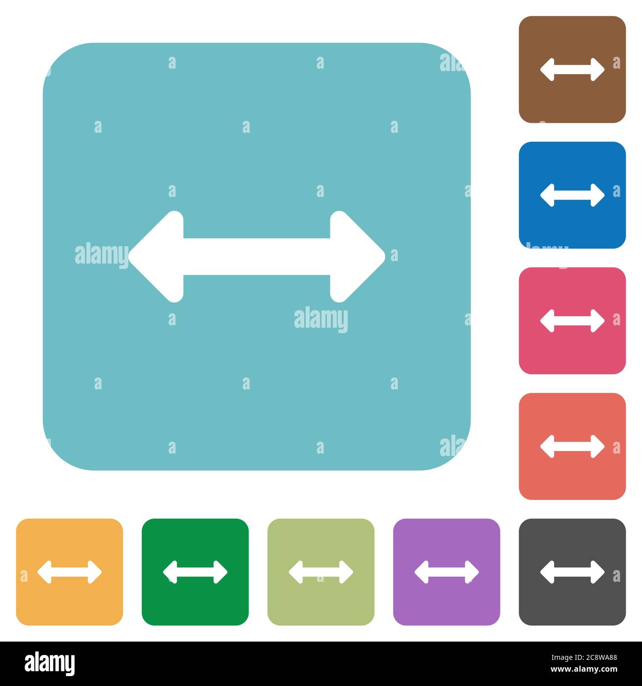 Flat resize horizontal icons on rounded square color backgrounds Stock ...