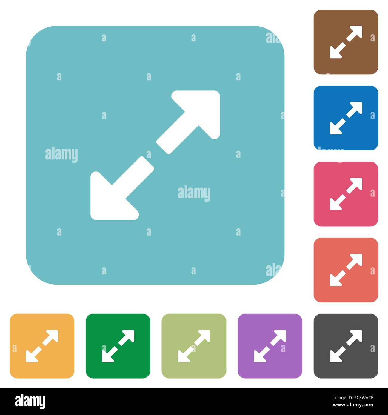 Flat resize full icons on rounded square color backgrounds Stock Vector ...