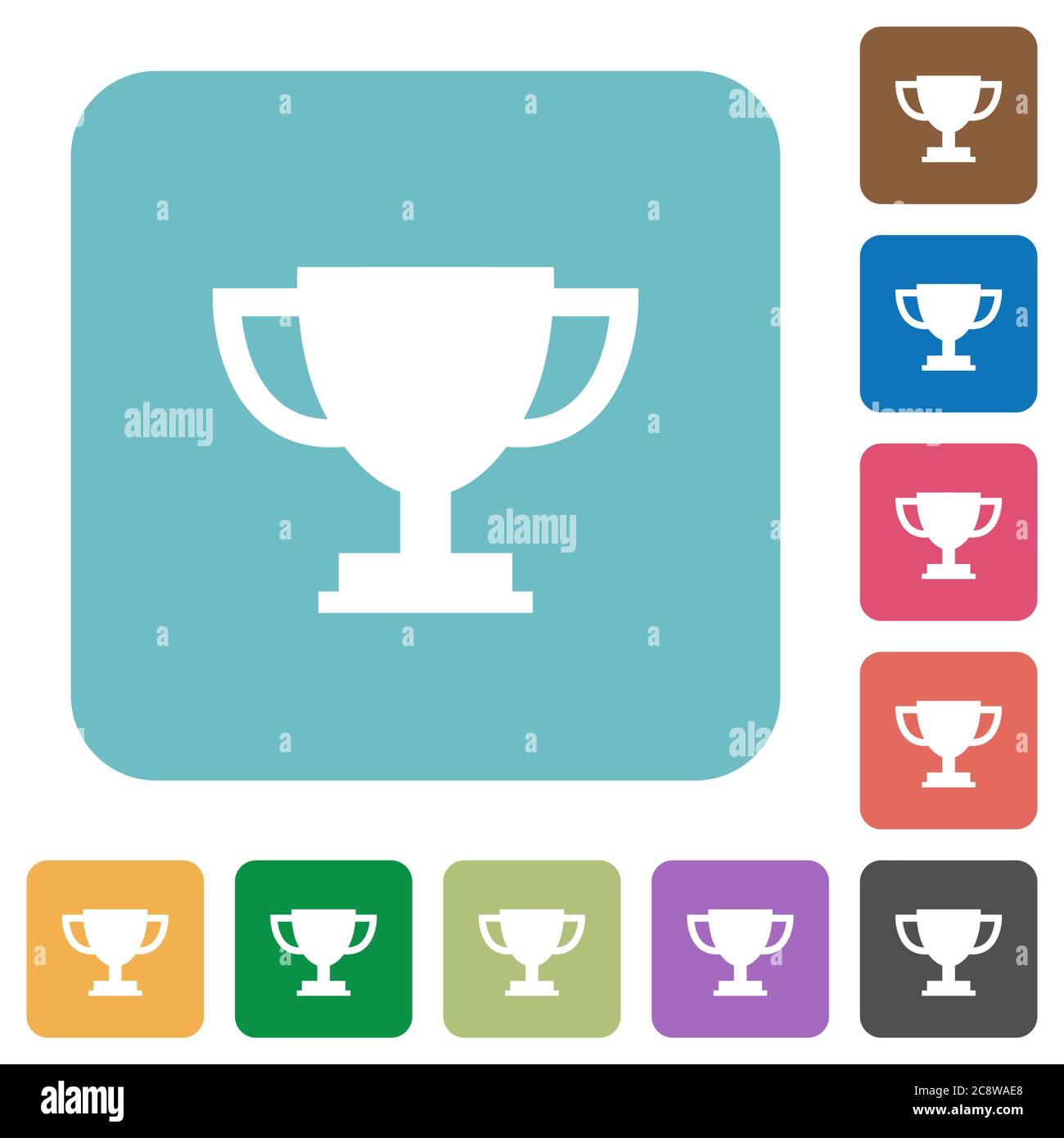 Flat trophy cup icons on rounded square color backgrounds Stock Vector ...