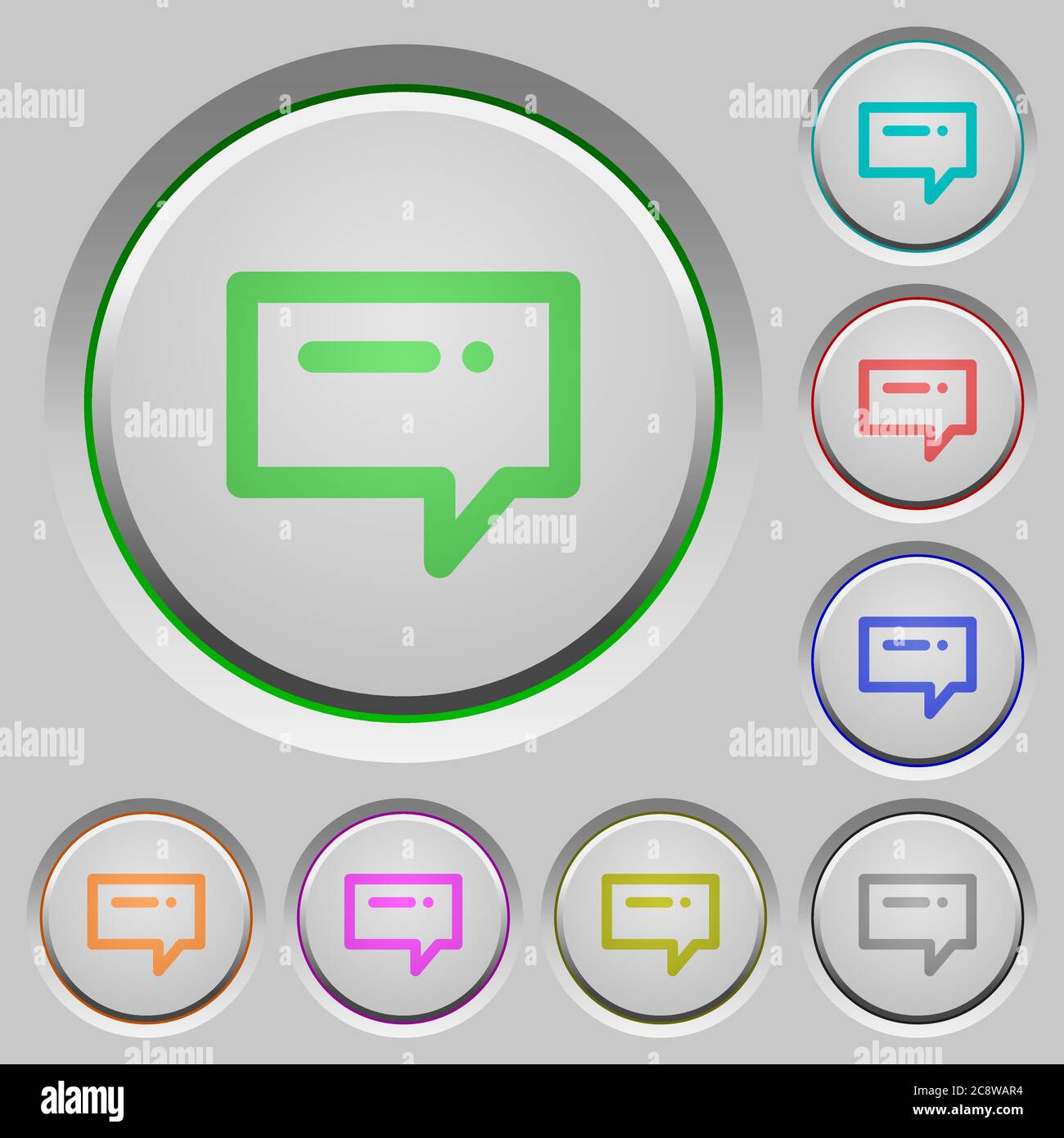 Set of color typing message sunk push buttons. Stock Vector