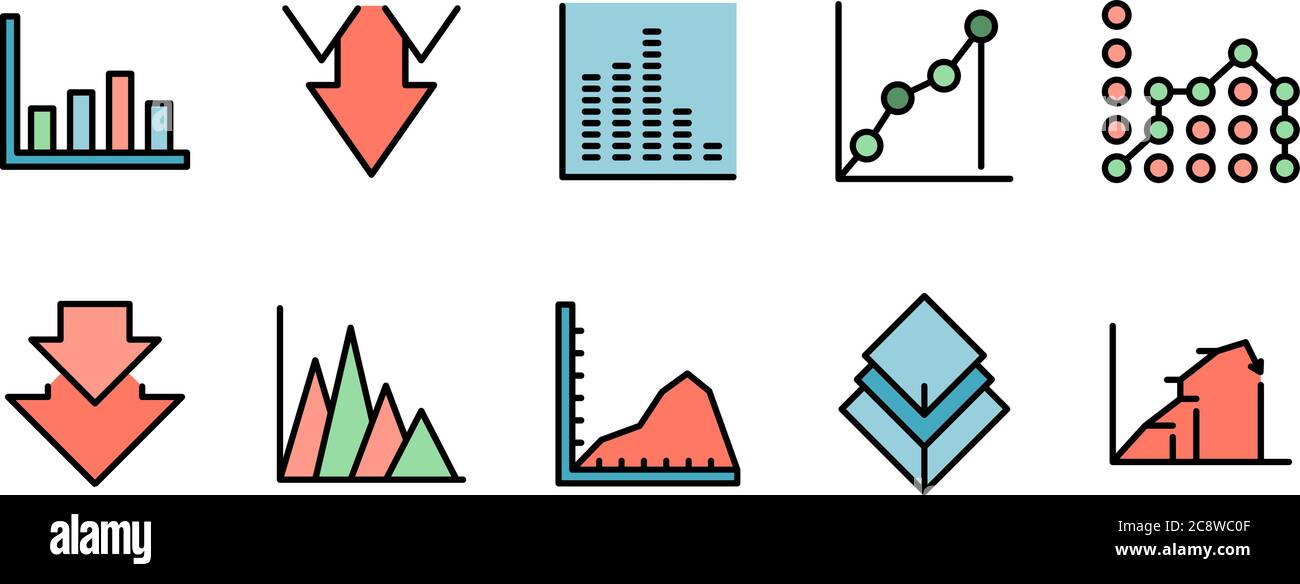 Regression icons set vector flat Stock Vector