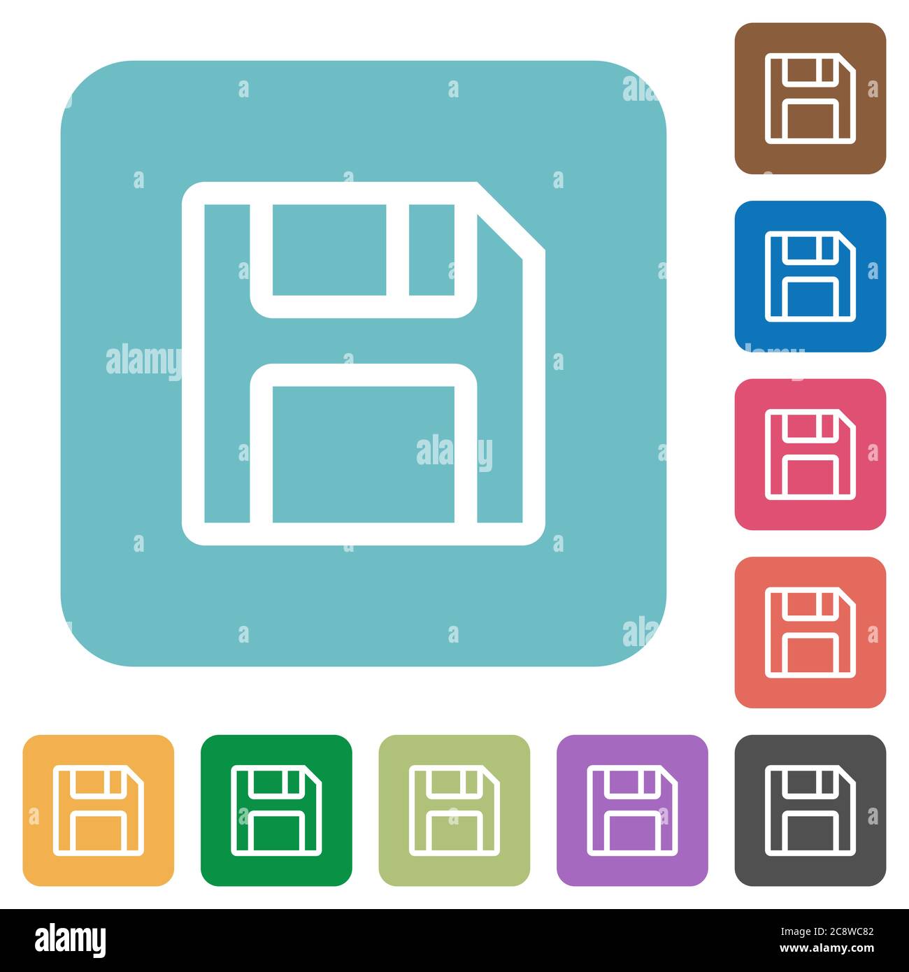 Flat save icons on rounded square color backgrounds Stock Vector Image ...