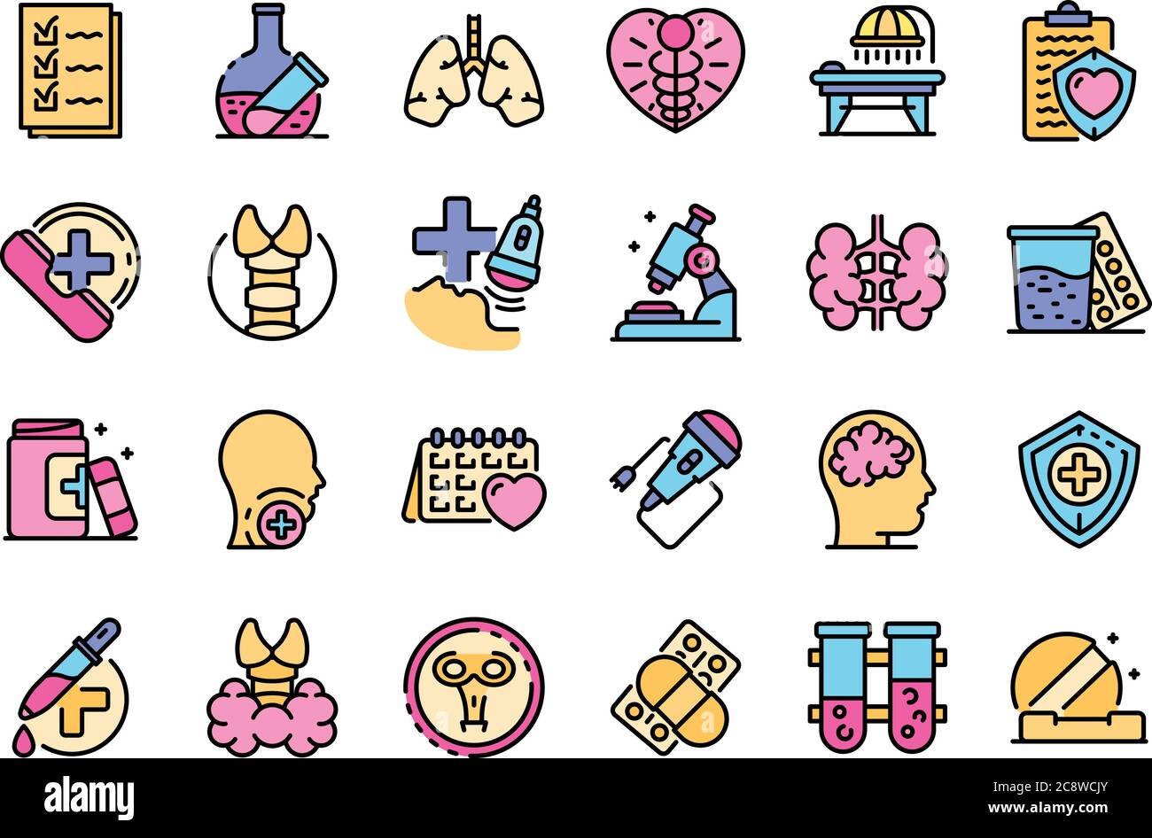 Endocrinologist icons set vector flat Stock Vector