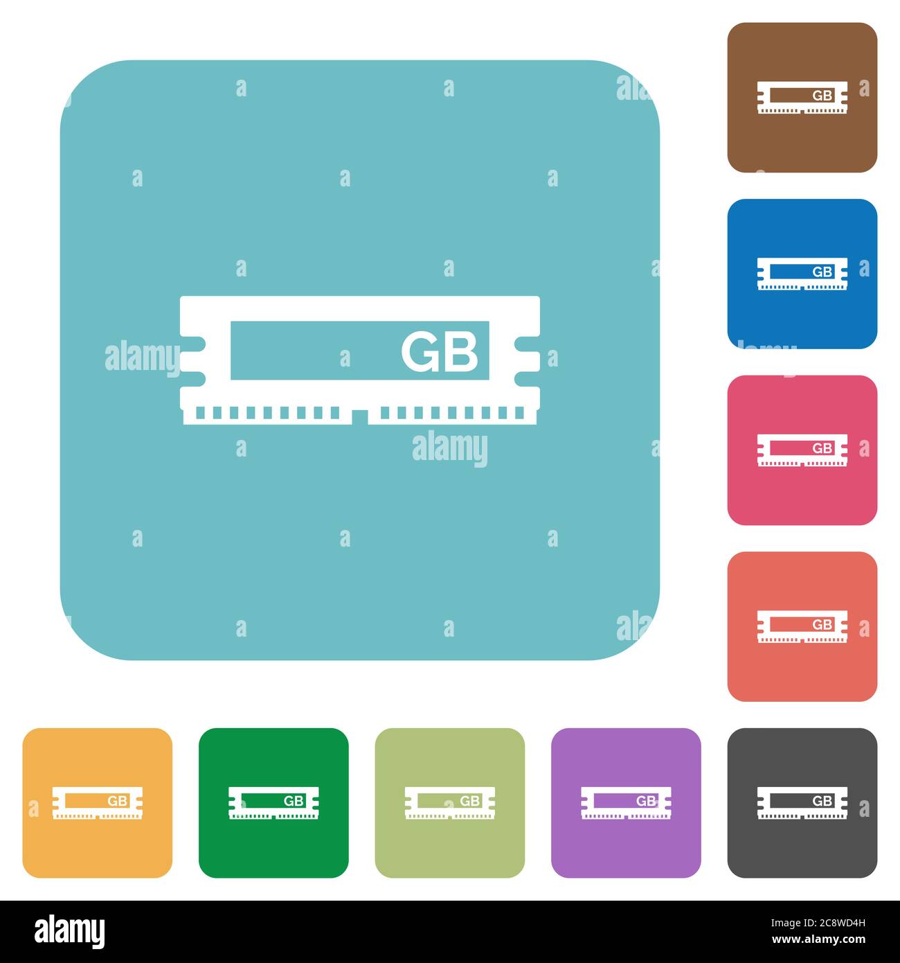 Flat RAM module icons on rounded square color backgrounds Stock Vector ...