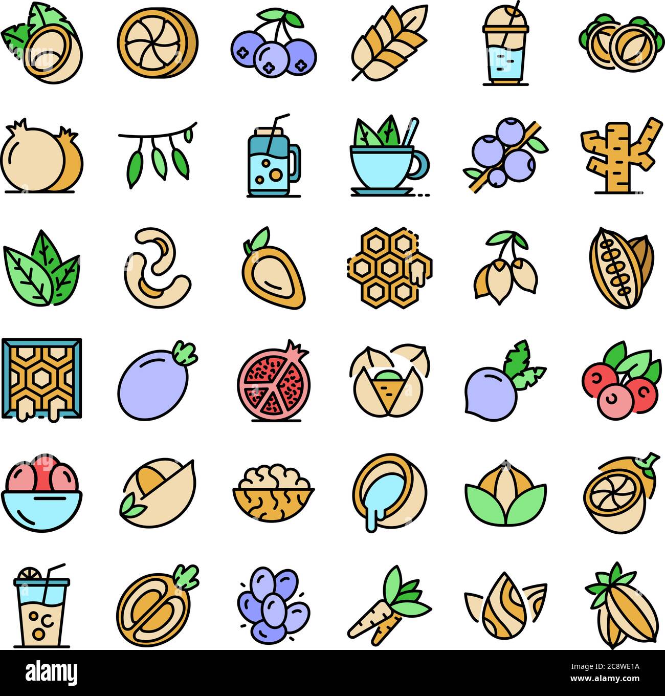 Superfood icons set vector flat Stock Vector Image & Art - Alamy