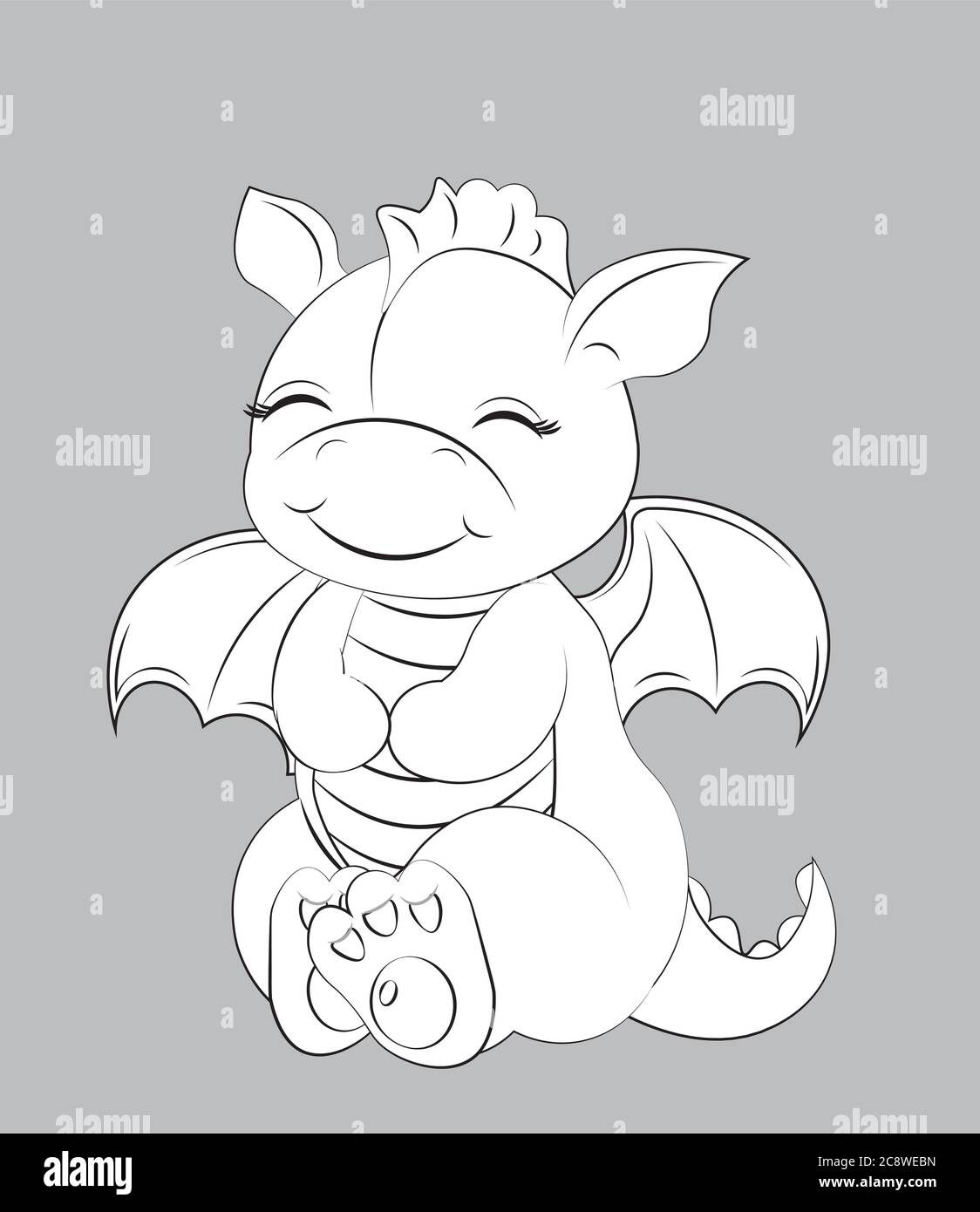 Cute Baby Dragon Coloring Book Picture In Hand Drawing Cartoon Style For T Shirt Wear Fashion Print Design Greeting Card Postcard Baby Shower Pa Stock Vector Image Art Alamy