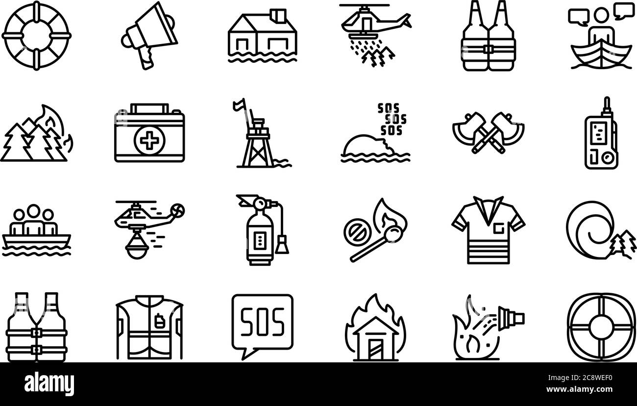 Rescuer icons set, outline style Stock Vector Image & Art - Alamy