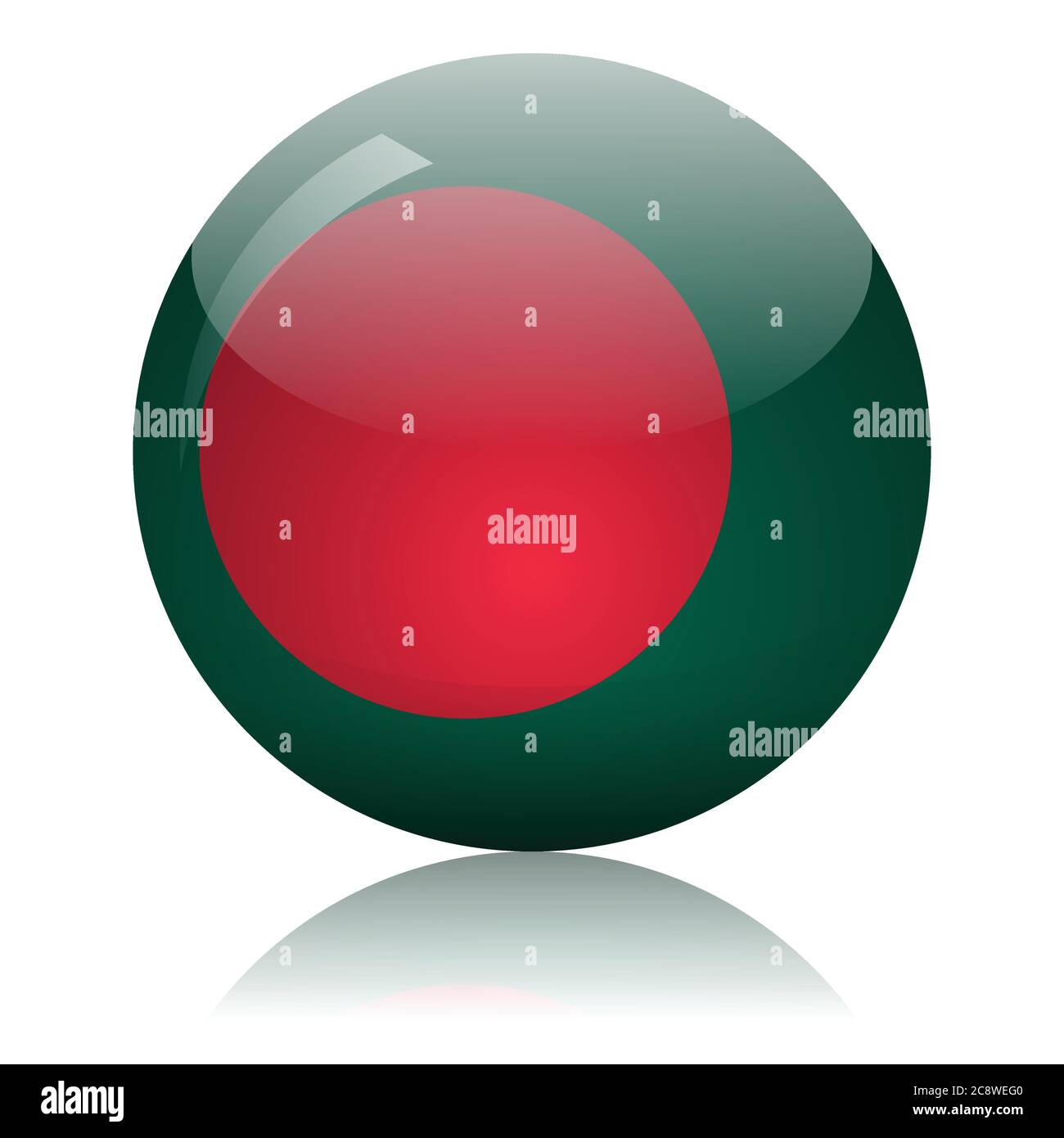 Bangladeshi flag glass ball on light mirror surface vector illustration ...