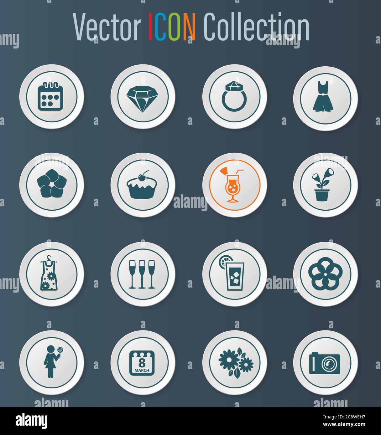 Womens Day icons set Stock Vector