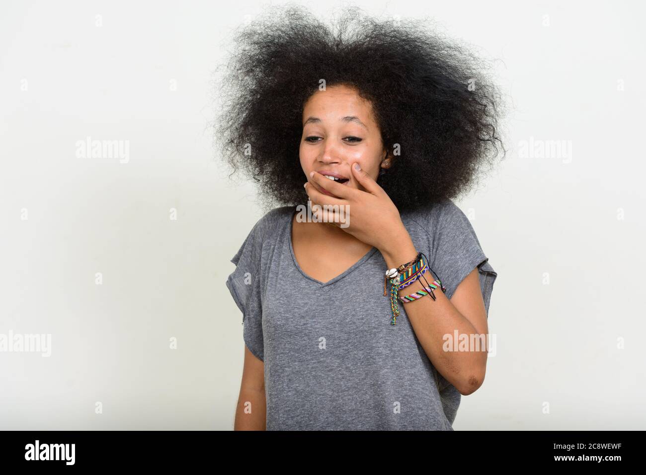 Portrait of young beautiful African woman with Afro hair Stock Photo ...