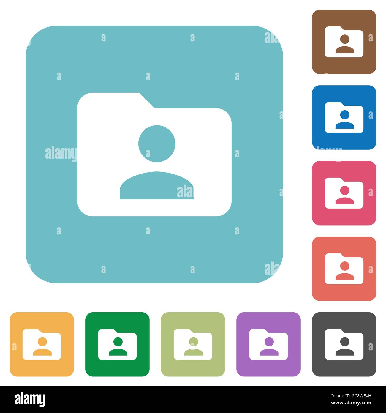 Flat folder owner icons on rounded square color backgrounds. Stock Vector
