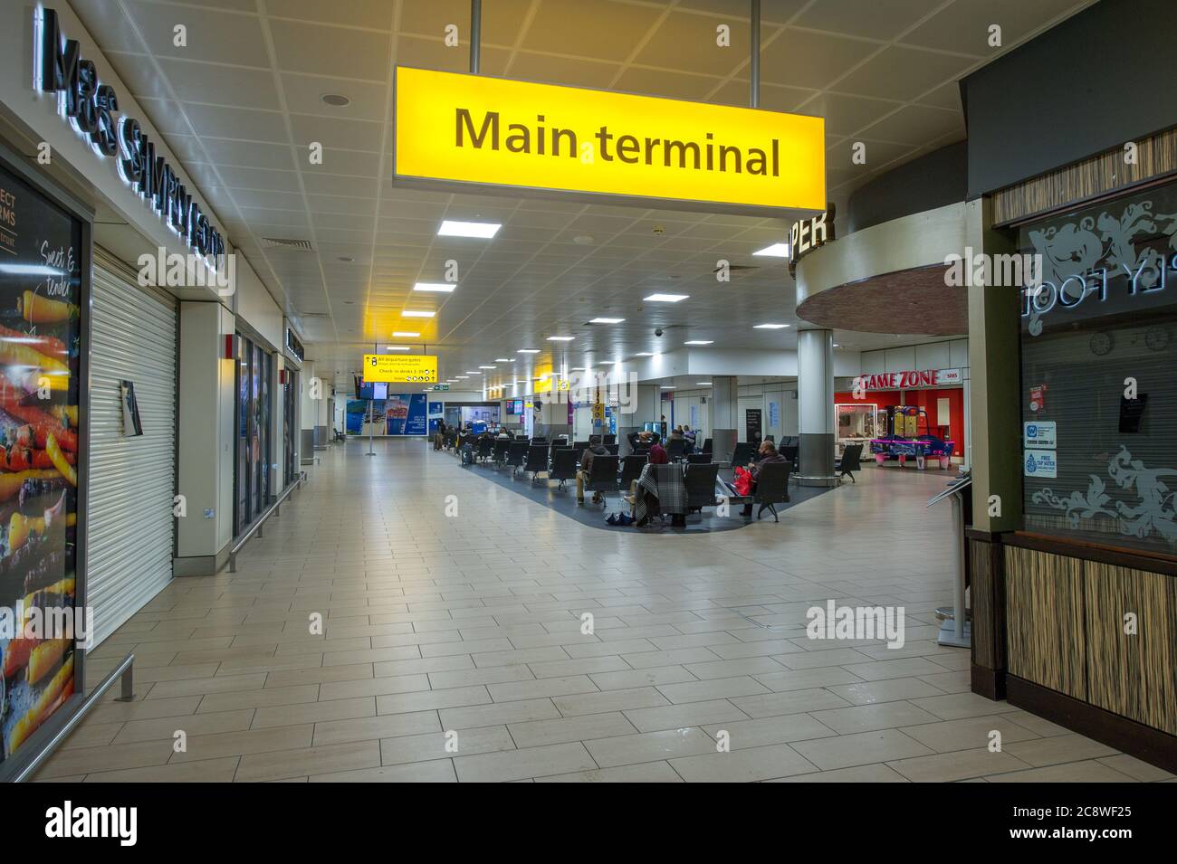 Glasgow, Scotland, UK. 27th July, 2020. Pictured: Views of Glasgow Airport after the Scottish Government announced as from 00:01 this morning that all flights into Scotland from Spain would need a period of 14 days quarantine. Jet2 Airlines are still flying to Spain despite the new travel restrictions. Credit: Colin Fisher/Alamy Live News Stock Photo