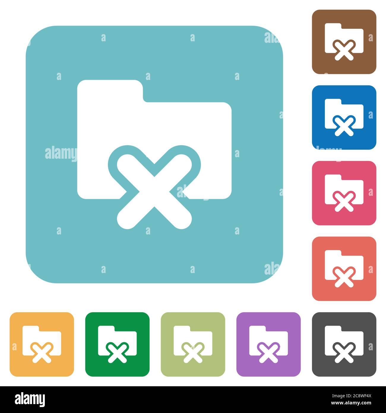 Flat cancel folder icons on rounded square color backgrounds. Stock Vector