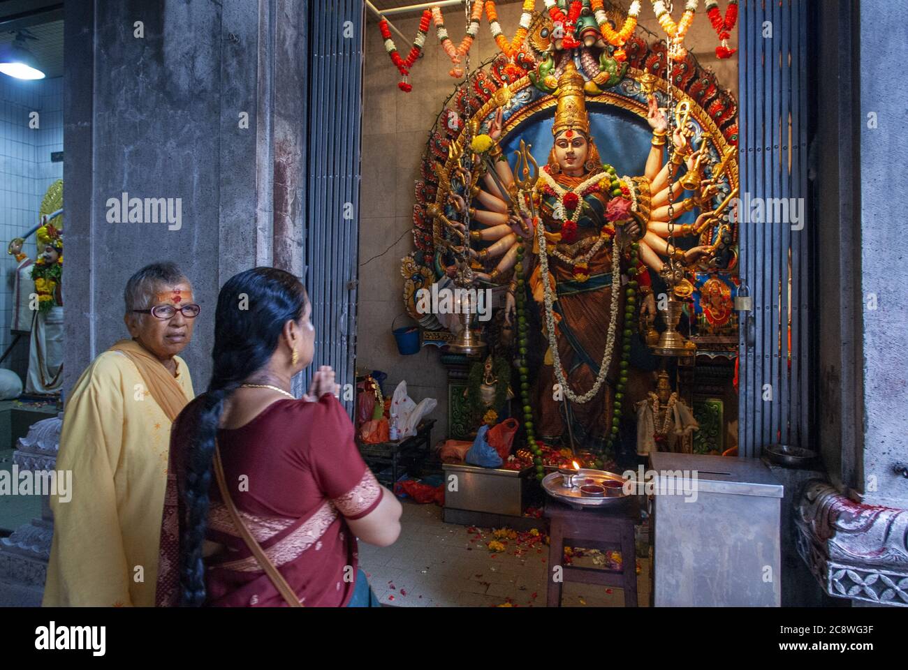 Religious ritual in a Hindu temple, Veerama Kaliamman Temple, Serangoon