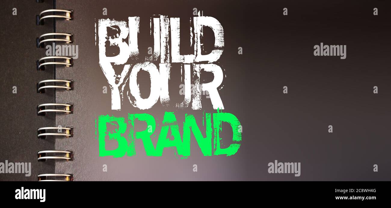 Build Your Brand words on a page of spiral copybook business concept Stock Photo