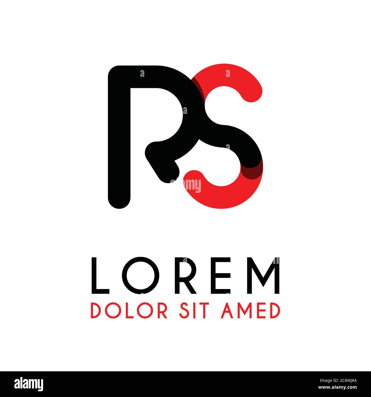 initial Letter RS with red Black and has rounded corners Stock Vector