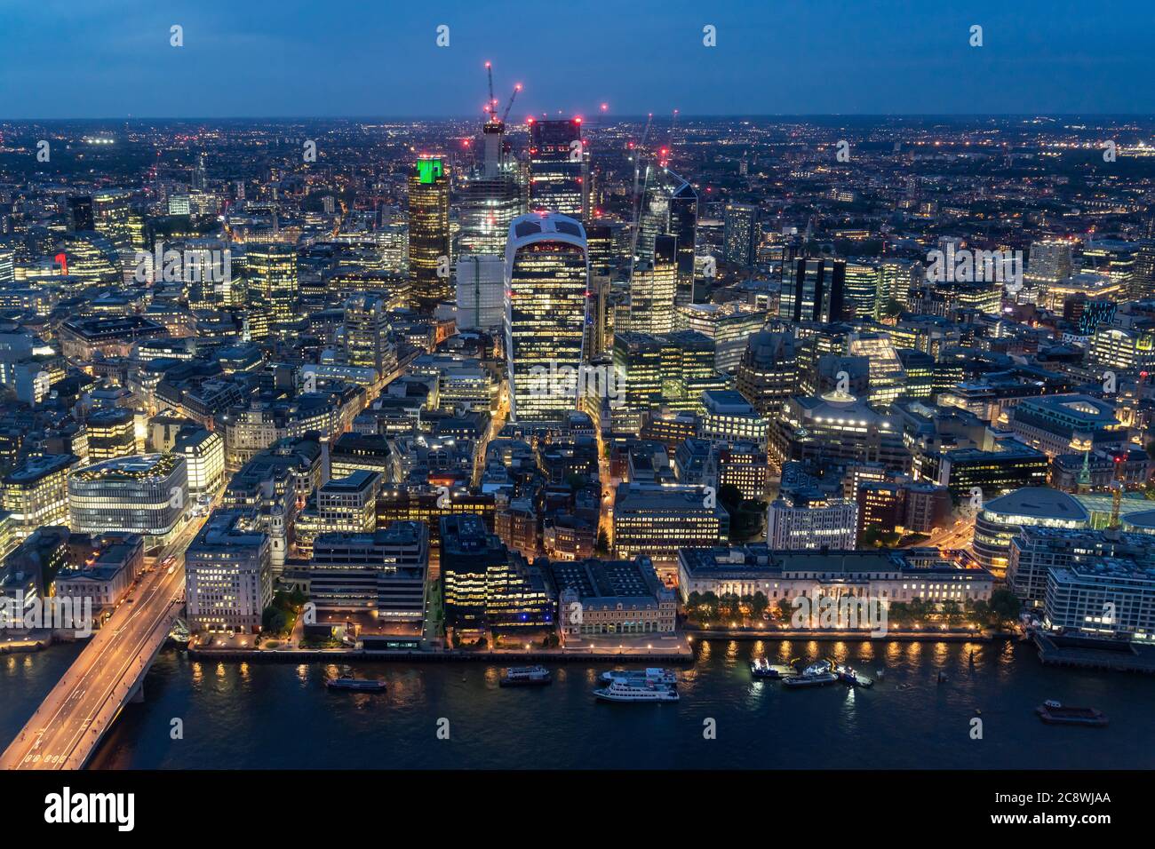 England: Skyline view of the City of London at night.Photo from 09. May ...